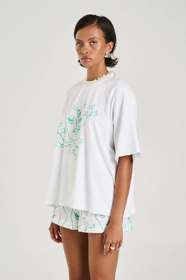 SUMMI SUMMI Womens Band Tee I Heart U in White - Image 2