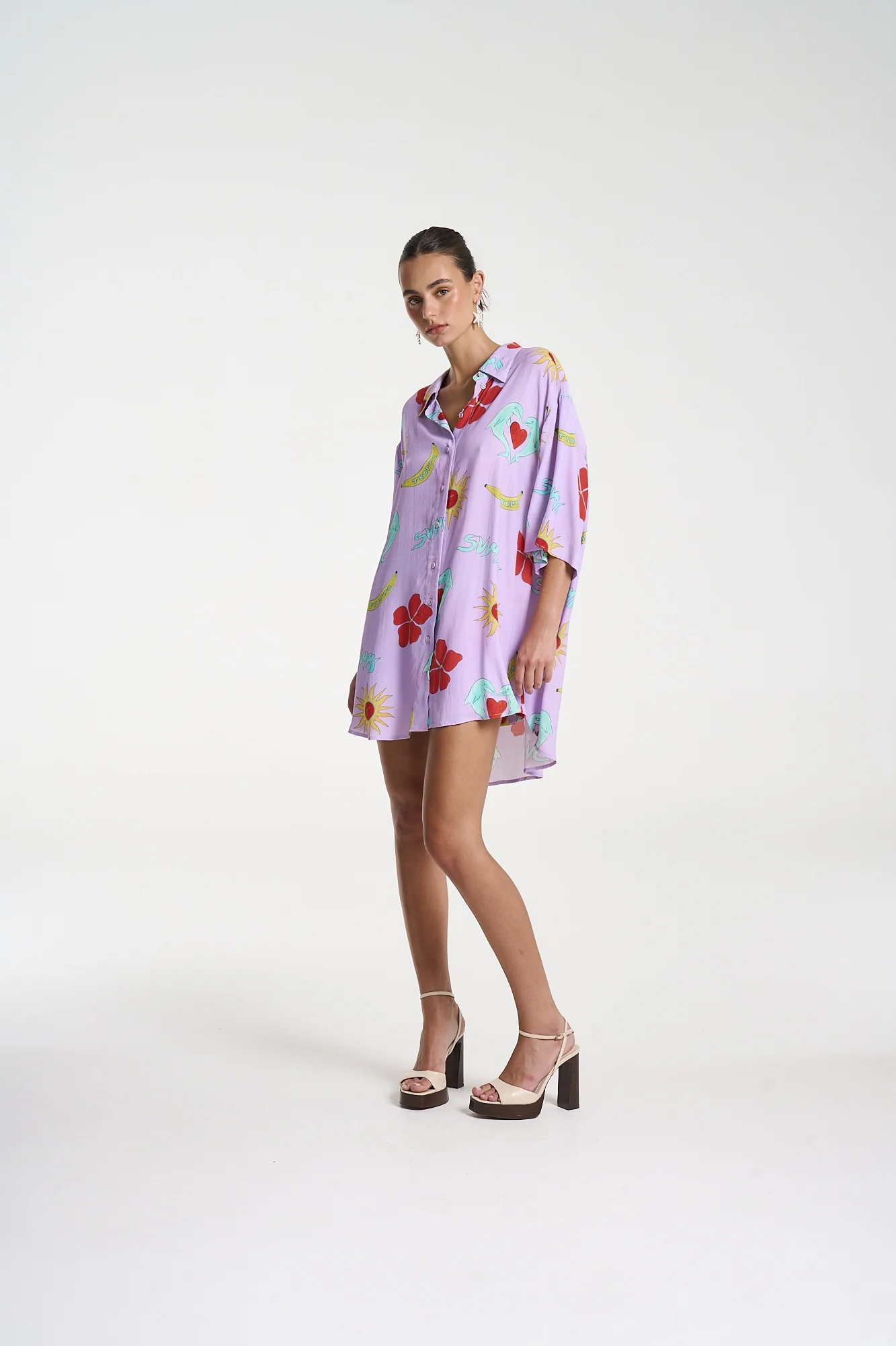 SUMMI SUMMI Womens Big Shirt in Lilac Troppo - Image 5