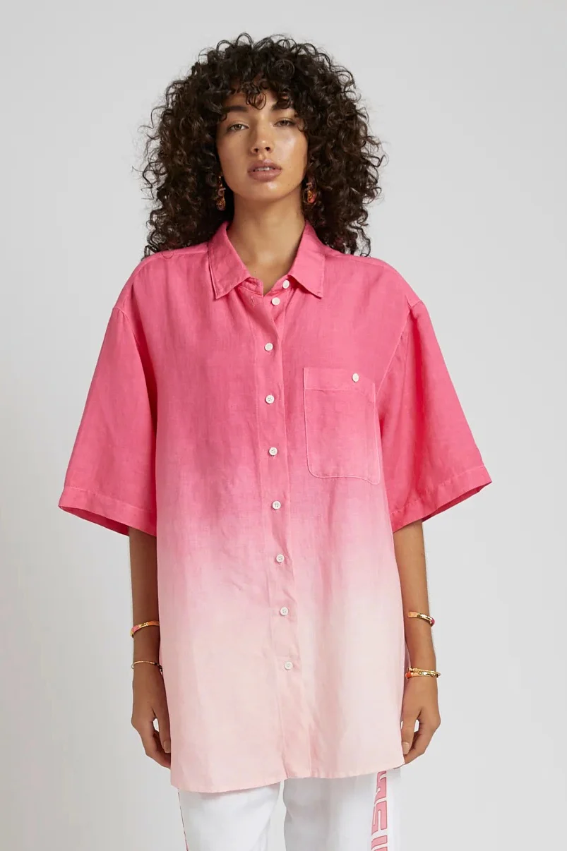 SUMMI SUMMI Womens Big Shirt Linen - Pink Fade