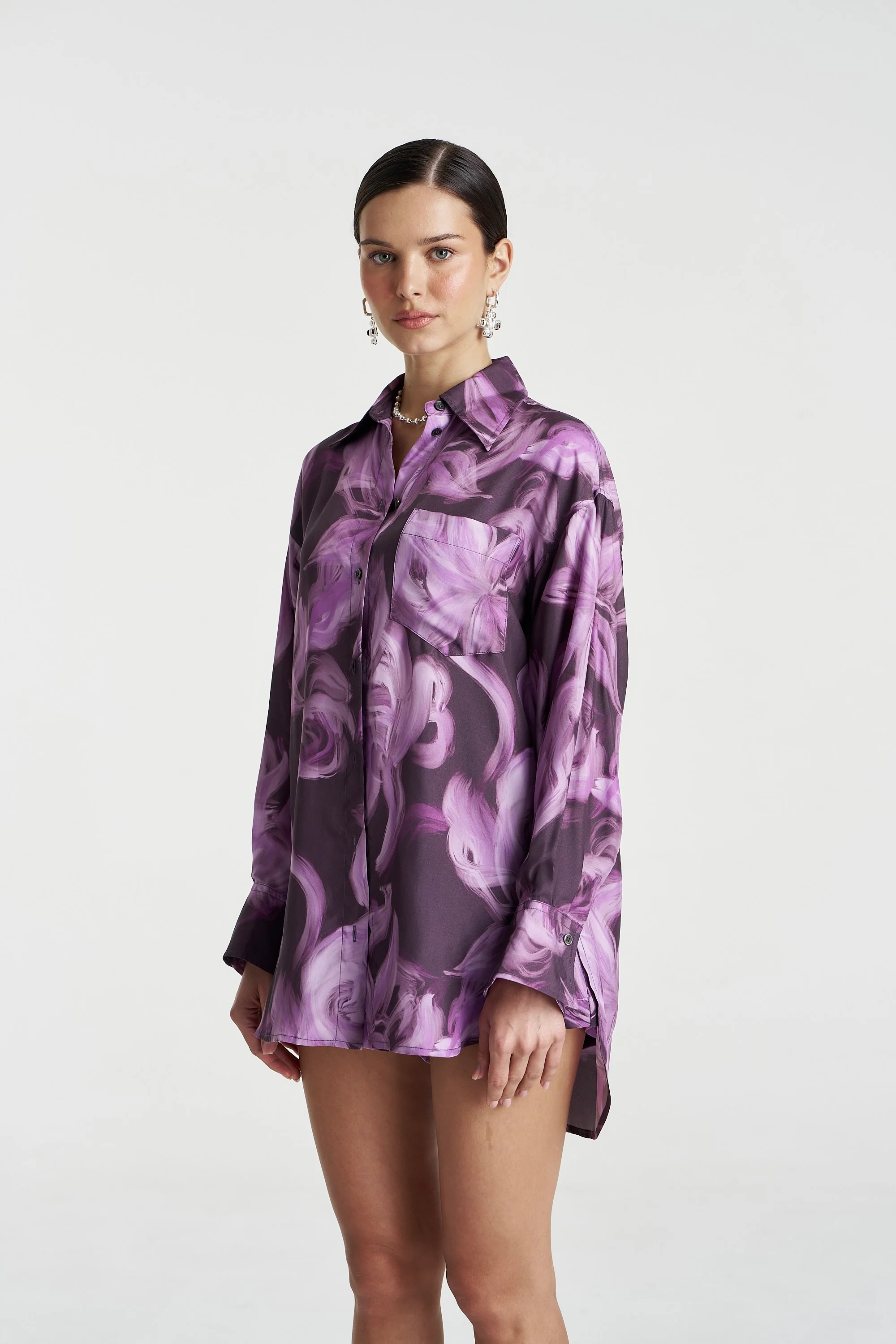 SUMMI SUMMI Womens Boss Long Sleeve Shirt in Velvet Shadow - Image 5