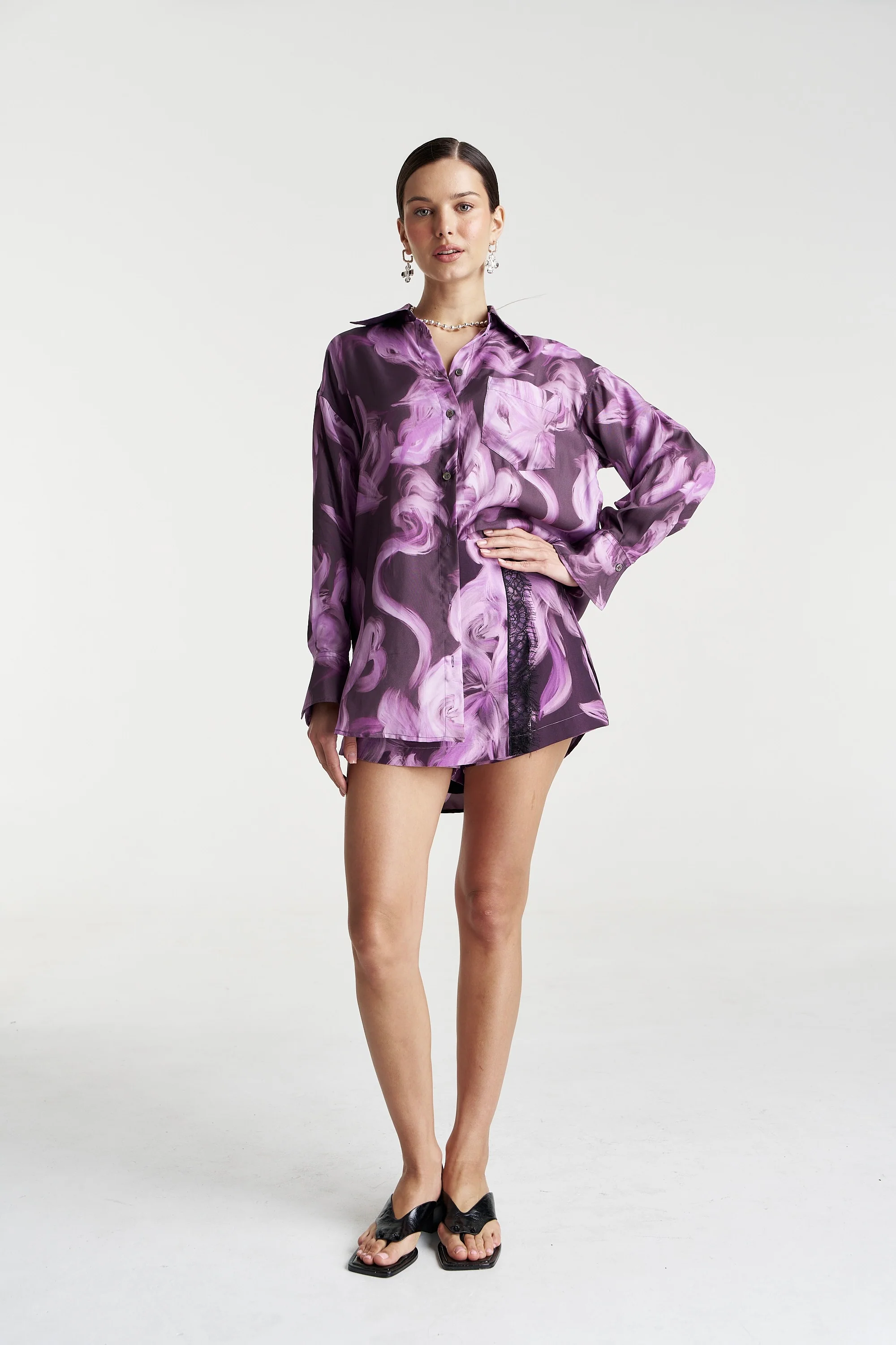SUMMI SUMMI Womens Boss Long Sleeve Shirt in Velvet Shadow - Image 6
