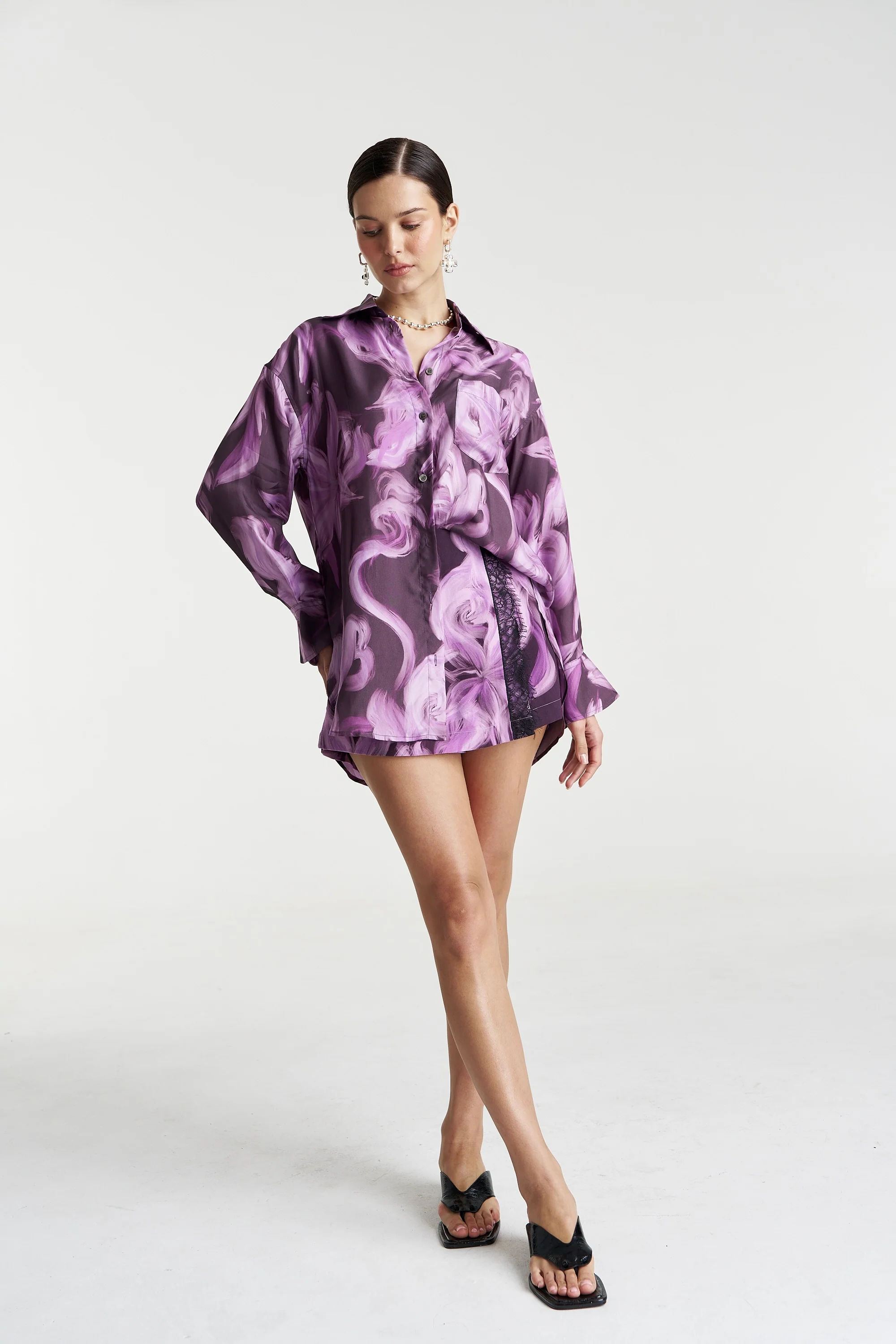 SUMMI SUMMI Womens Boss Long Sleeve Shirt in Velvet Shadow - Image 8