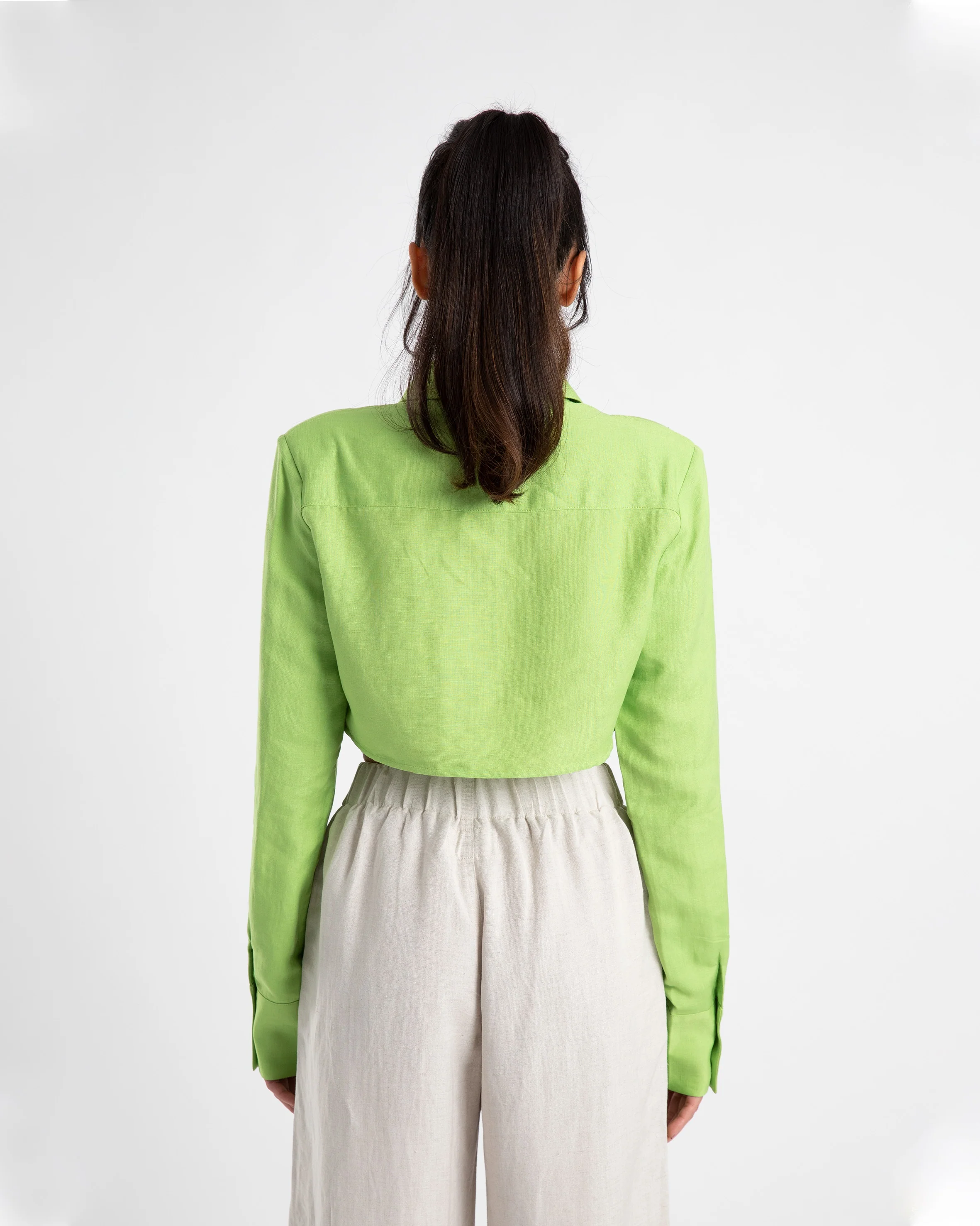 SUMMI SUMMI Womens Cropped Structured Shirt Apple - Image 4