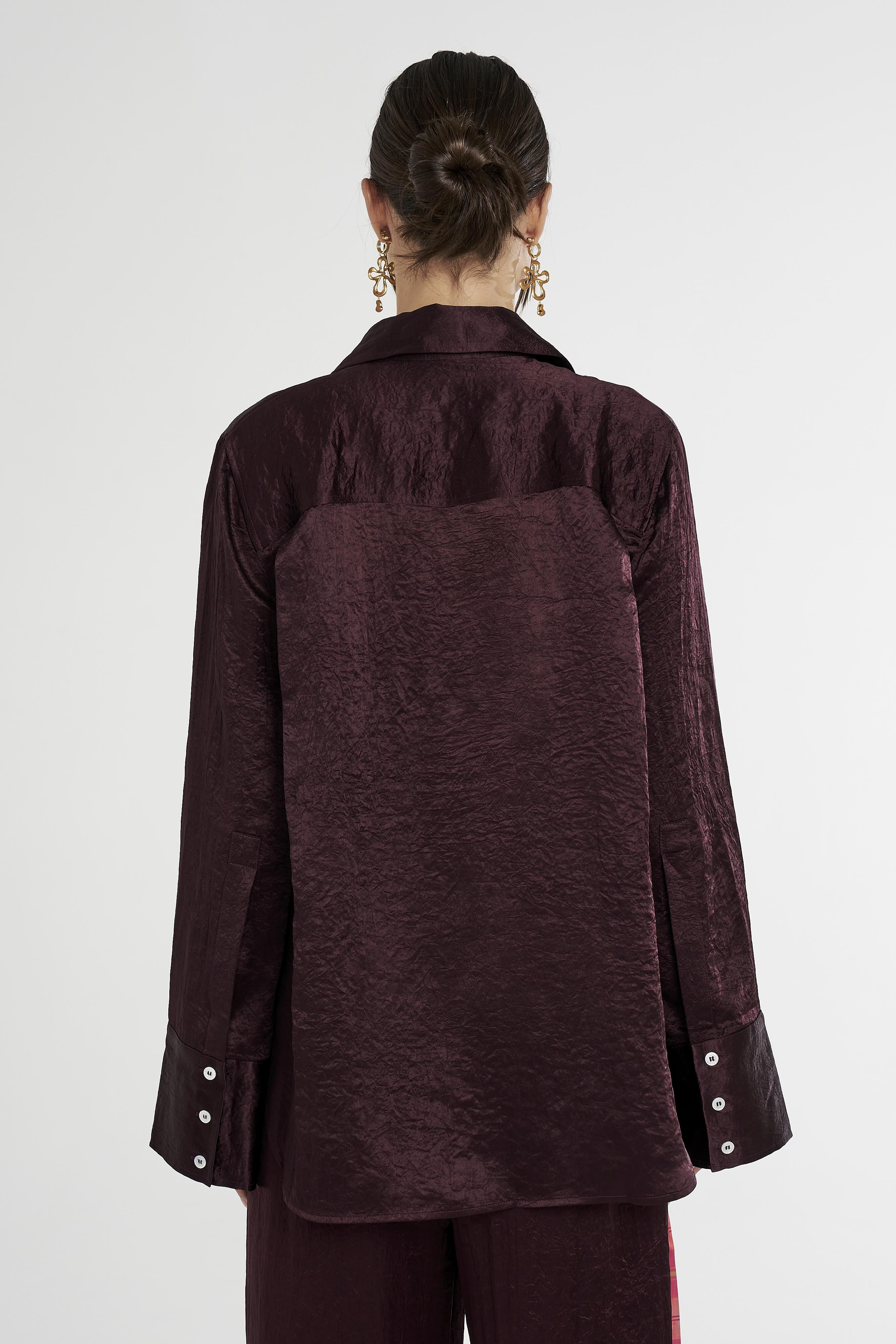 SUMMI SUMMI Womens Cuff Shirt - Plum - Image 3