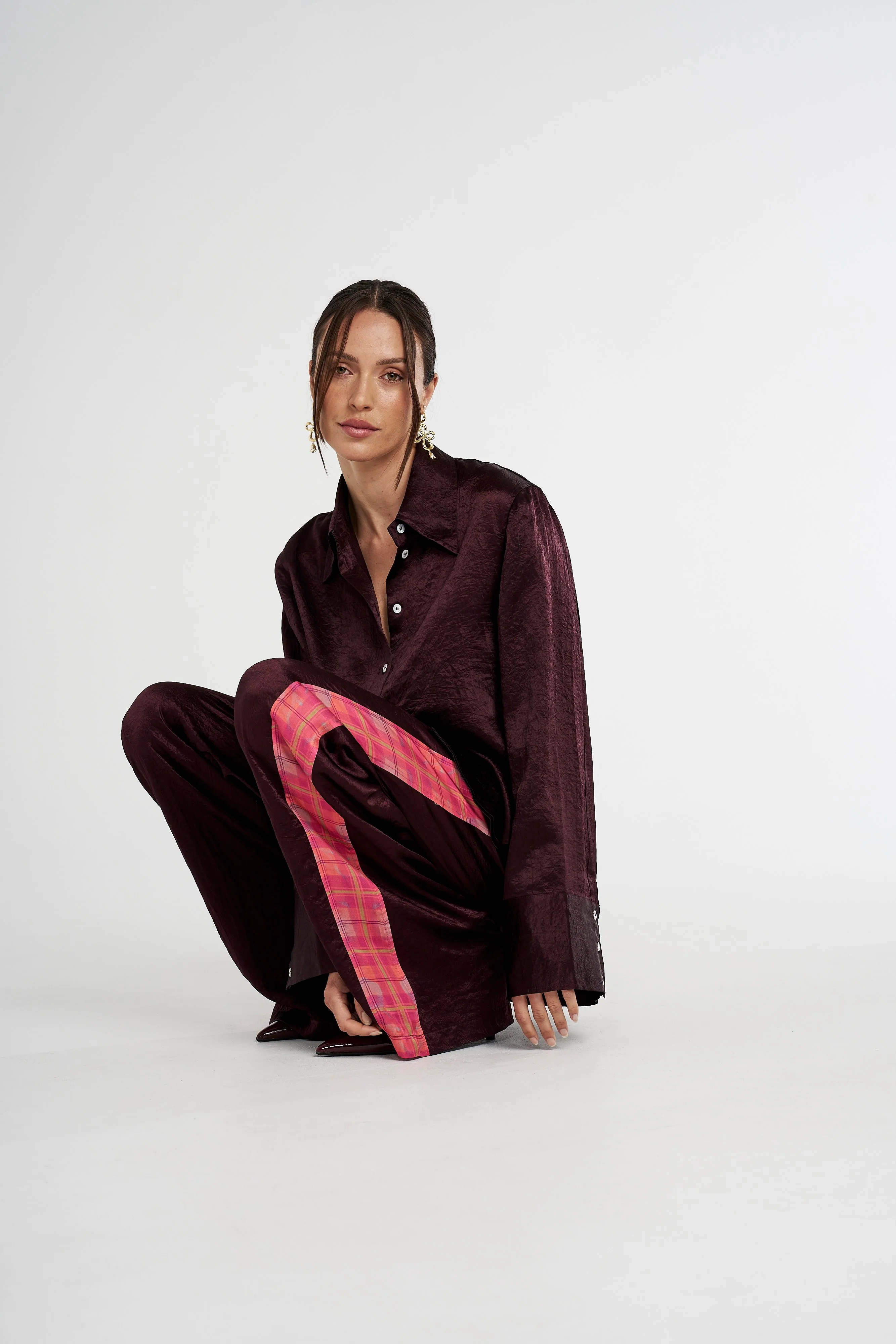 SUMMI SUMMI Womens Cuff Shirt - Plum - Image 7