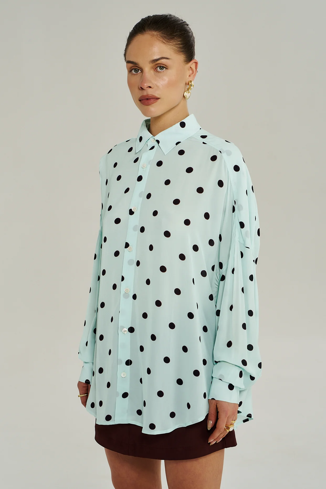 SUMMI SUMMI Womens Dotti Long Sleeve Shirt in Pinot Drops - Image 11