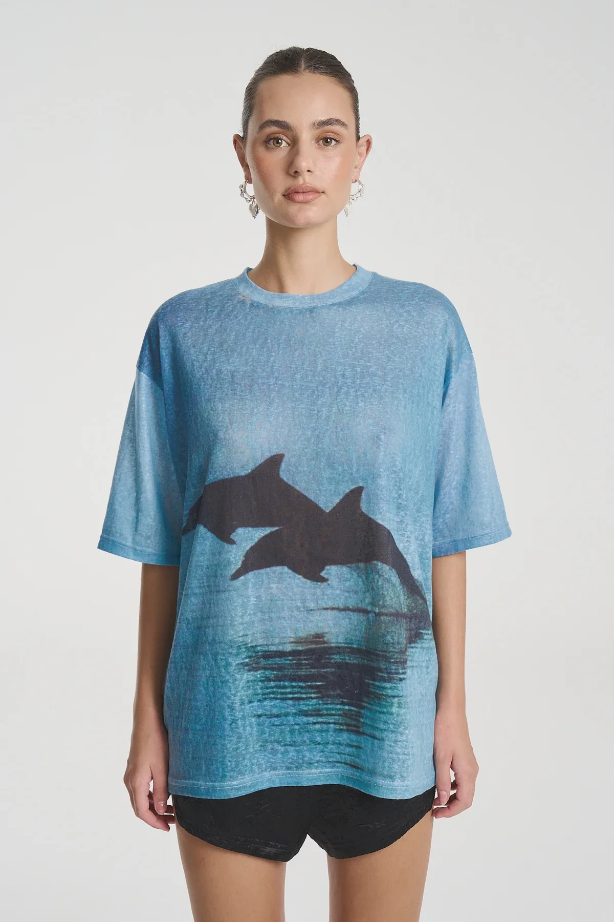 SUMMI SUMMI Womens Double Dolphin Tee in Blue