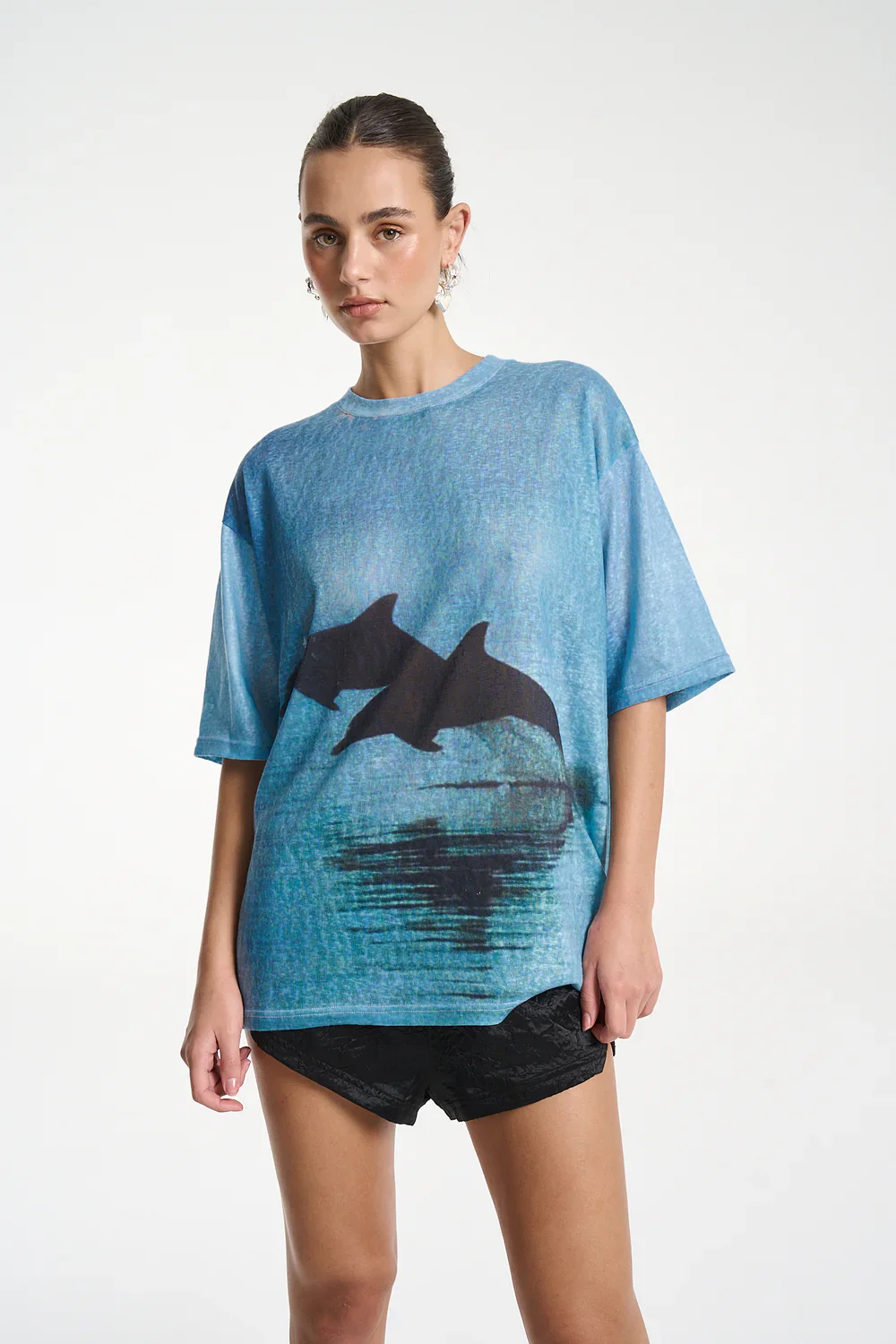 SUMMI SUMMI Womens Double Dolphin Tee in Blue - Image 8