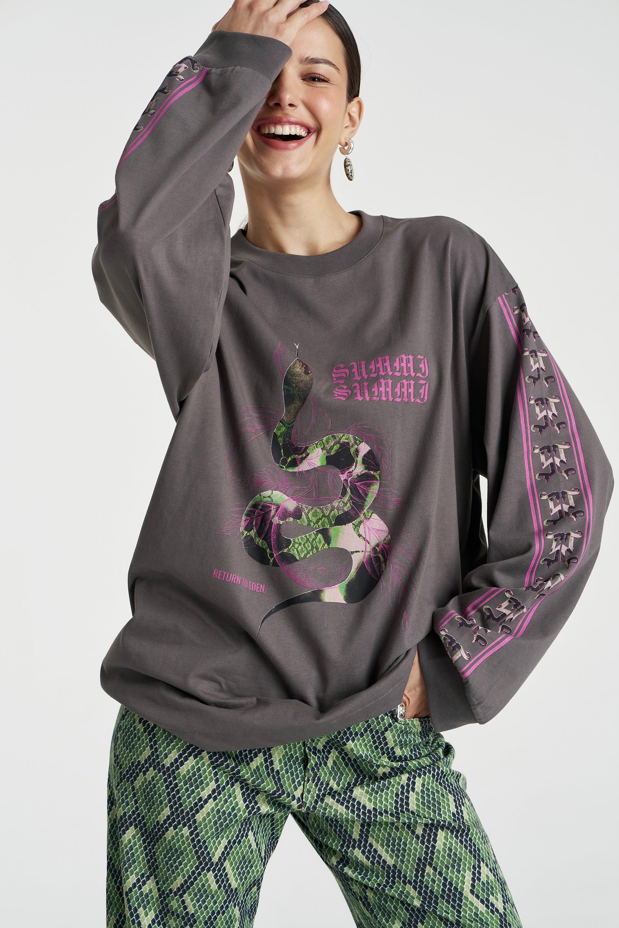SUMMI SUMMI Womens Eden Long Sleeve Tee in Shadow - Image 5