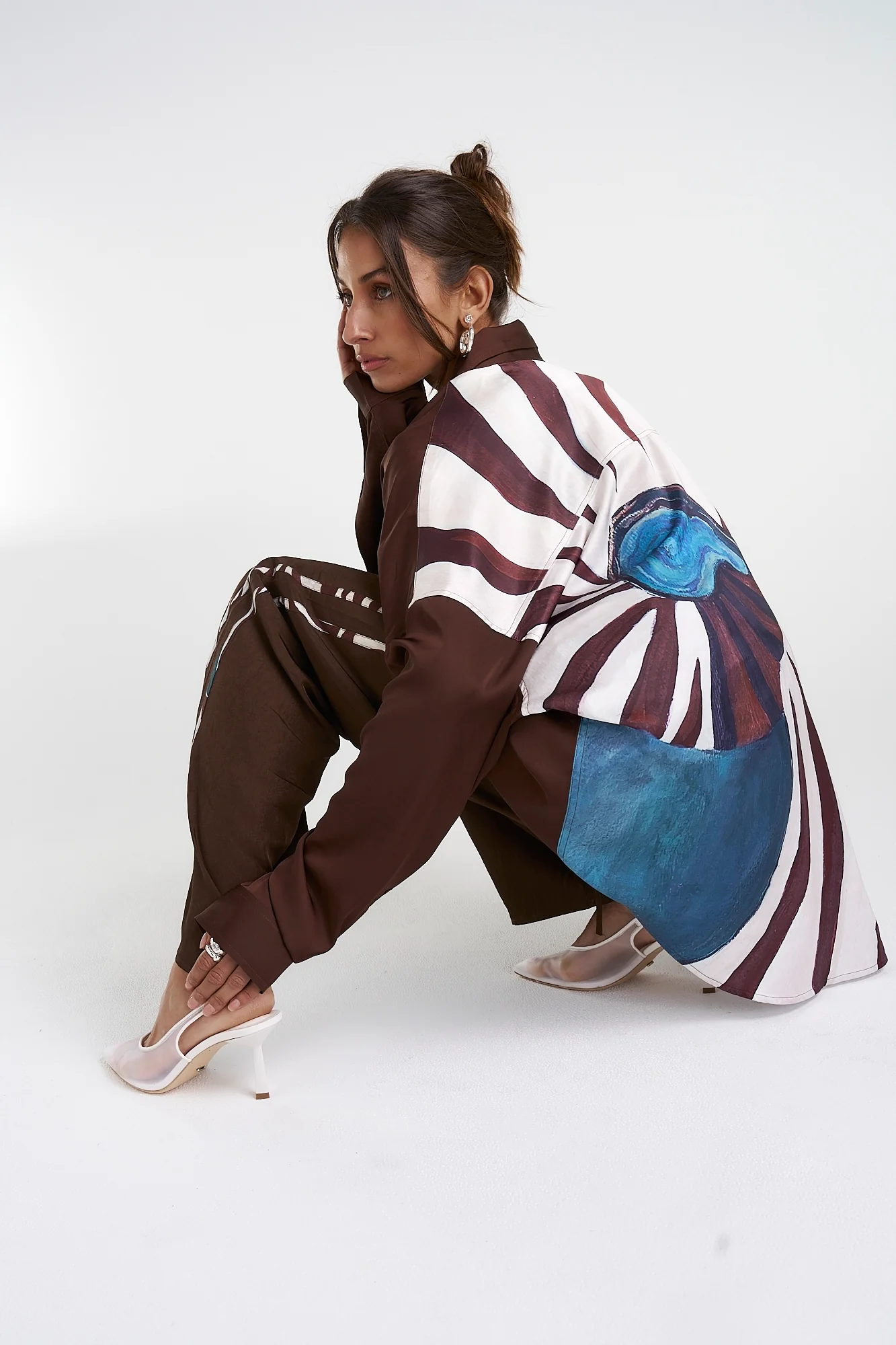 SUMMI SUMMI Womens Elastic Waist Pants with Stripe - Nautilus Stripe - Image 5