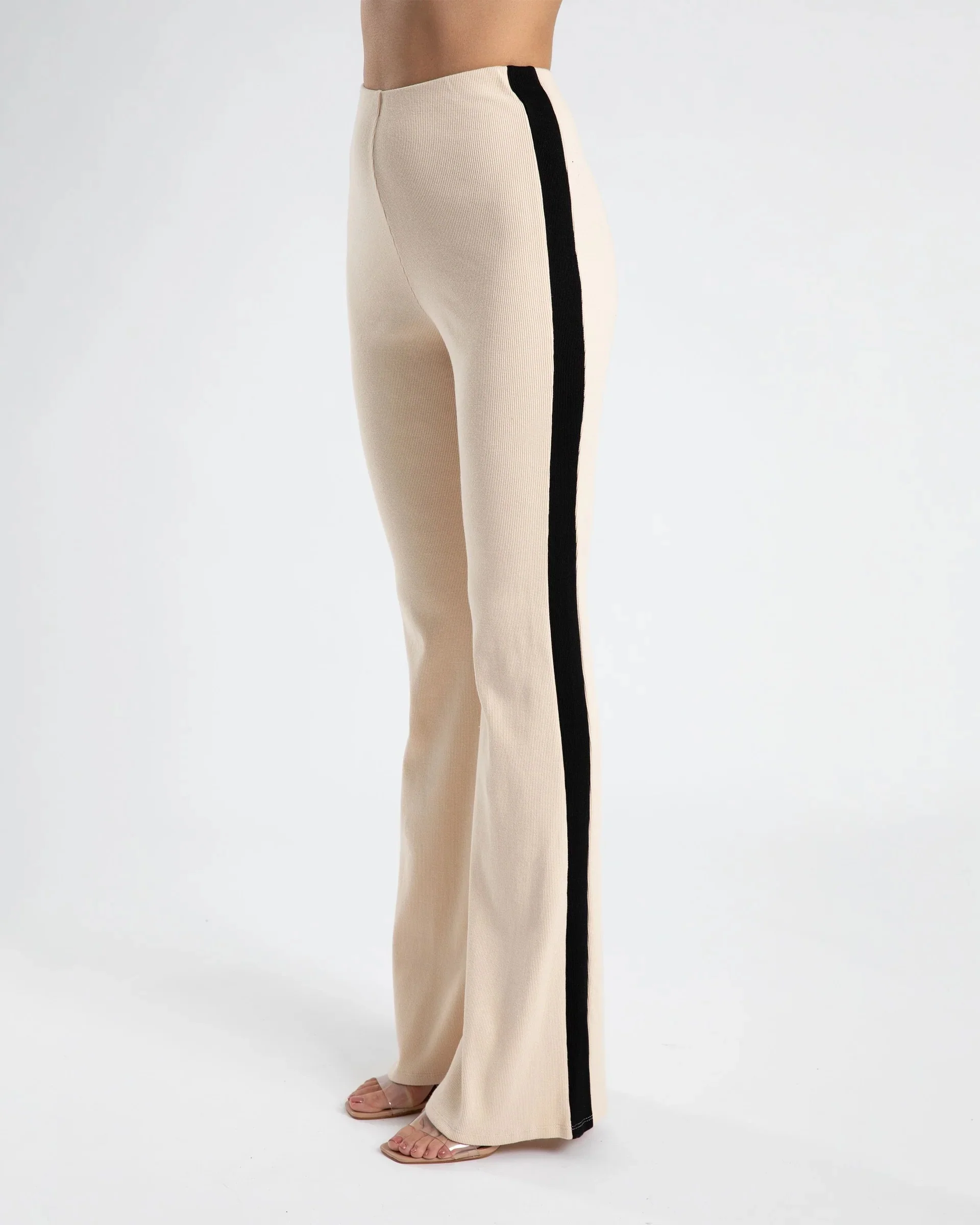 SUMMI SUMMI Womens Flare Pant Cream /Black Stripe - Image 4