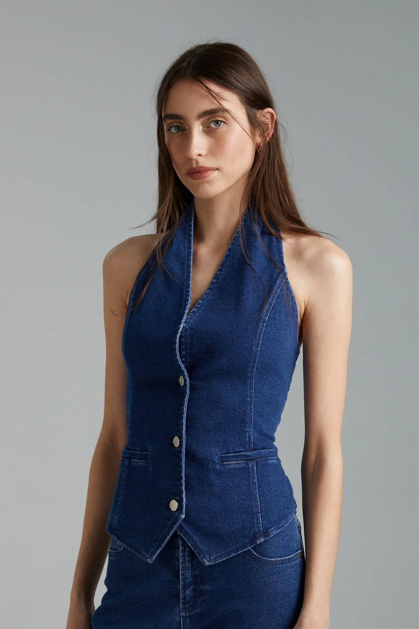 SUMMI SUMMI Womens Halter Vest - Indigo - Image 2