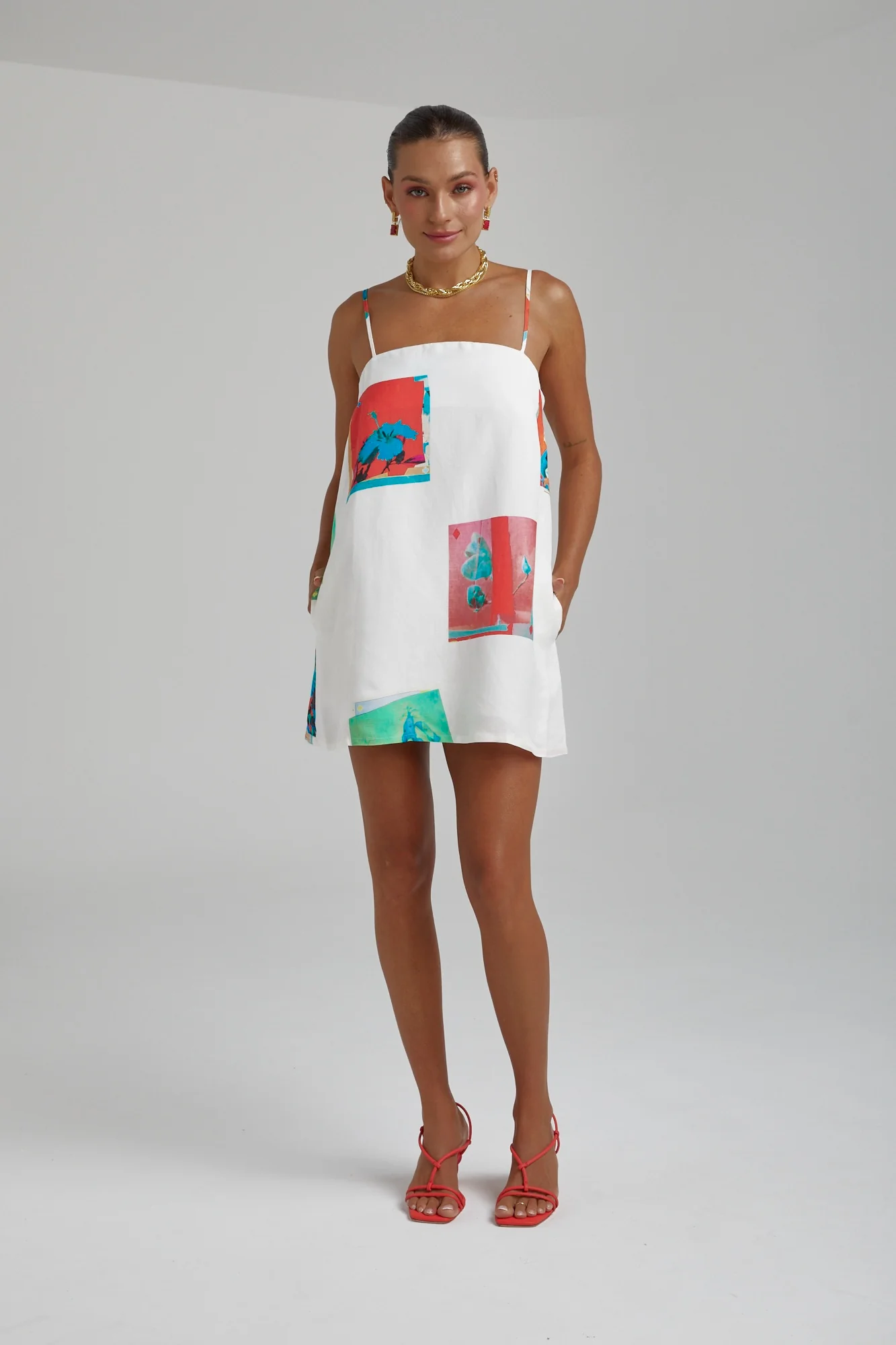 SUMMI SUMMI Womens Linen Shift Dress - Montage White - Image 12