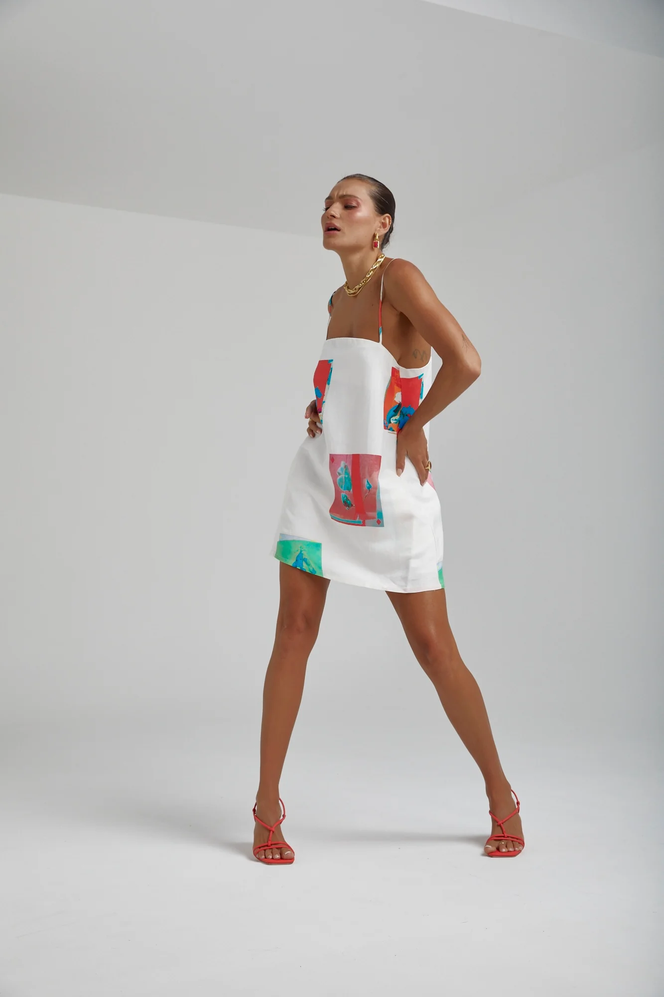 SUMMI SUMMI Womens Linen Shift Dress - Montage White - Image 4