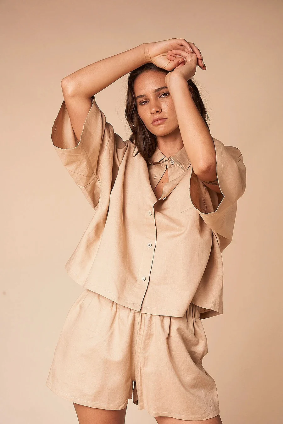 SUMMI SUMMI Womens Linen Short - Nude - Image 3