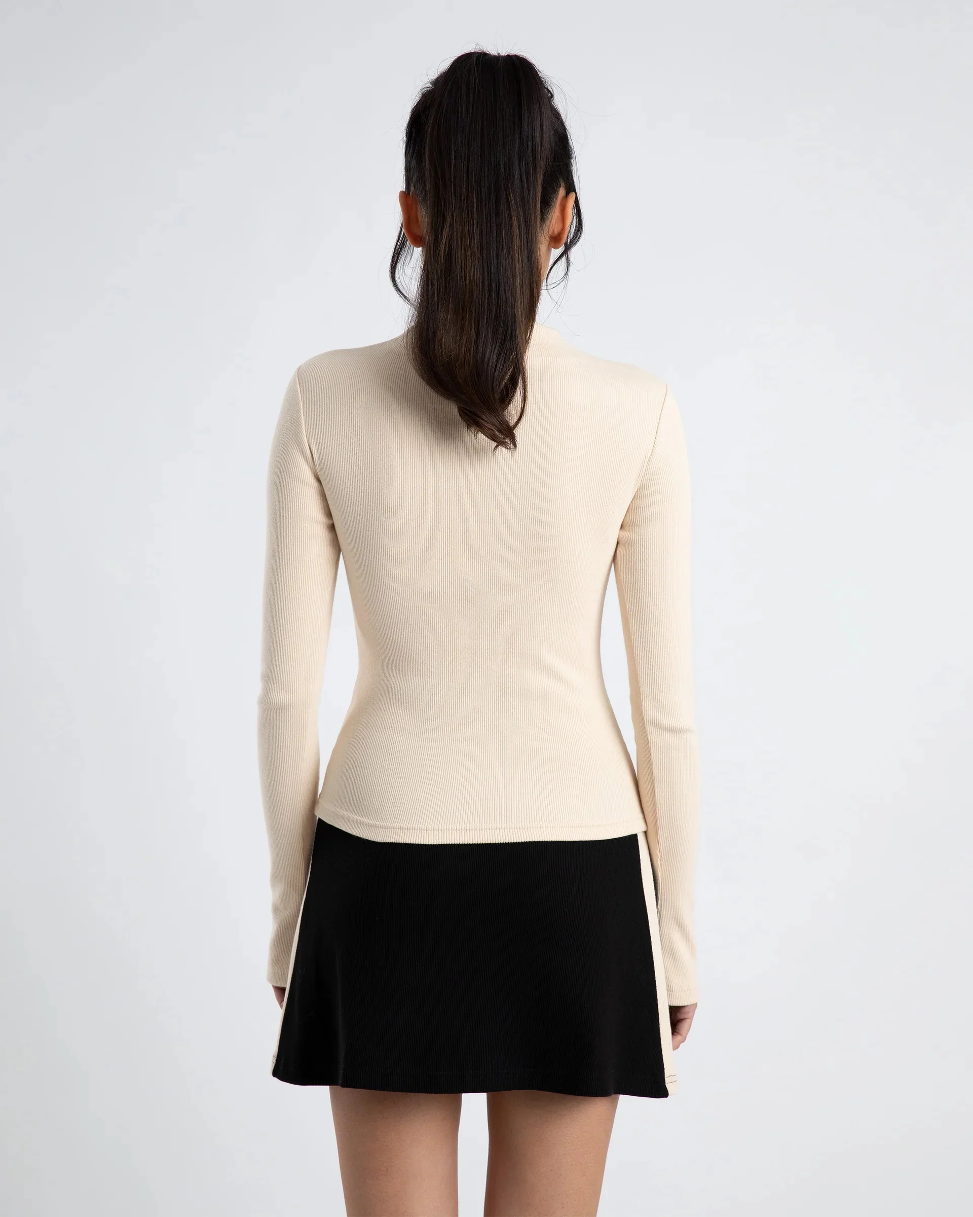 SUMMI SUMMI Womens Long Sleeve Cut Out Top Cream - Image 3