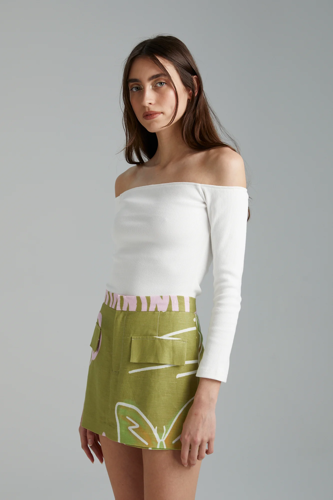 SUMMI SUMMI Womens Long Sleeve  Off The Shoulder Top - Cloud - Image 2