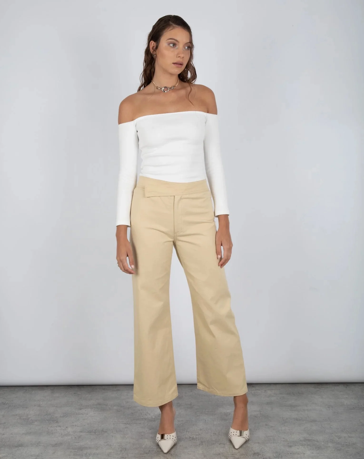 SUMMI SUMMI Womens Long Sleeve  Off The Shoulder Top - Cloud - Image 5
