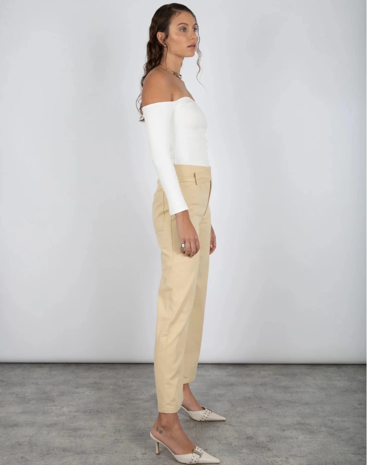 SUMMI SUMMI Womens Long Sleeve  Off The Shoulder Top - Cloud - Image 7