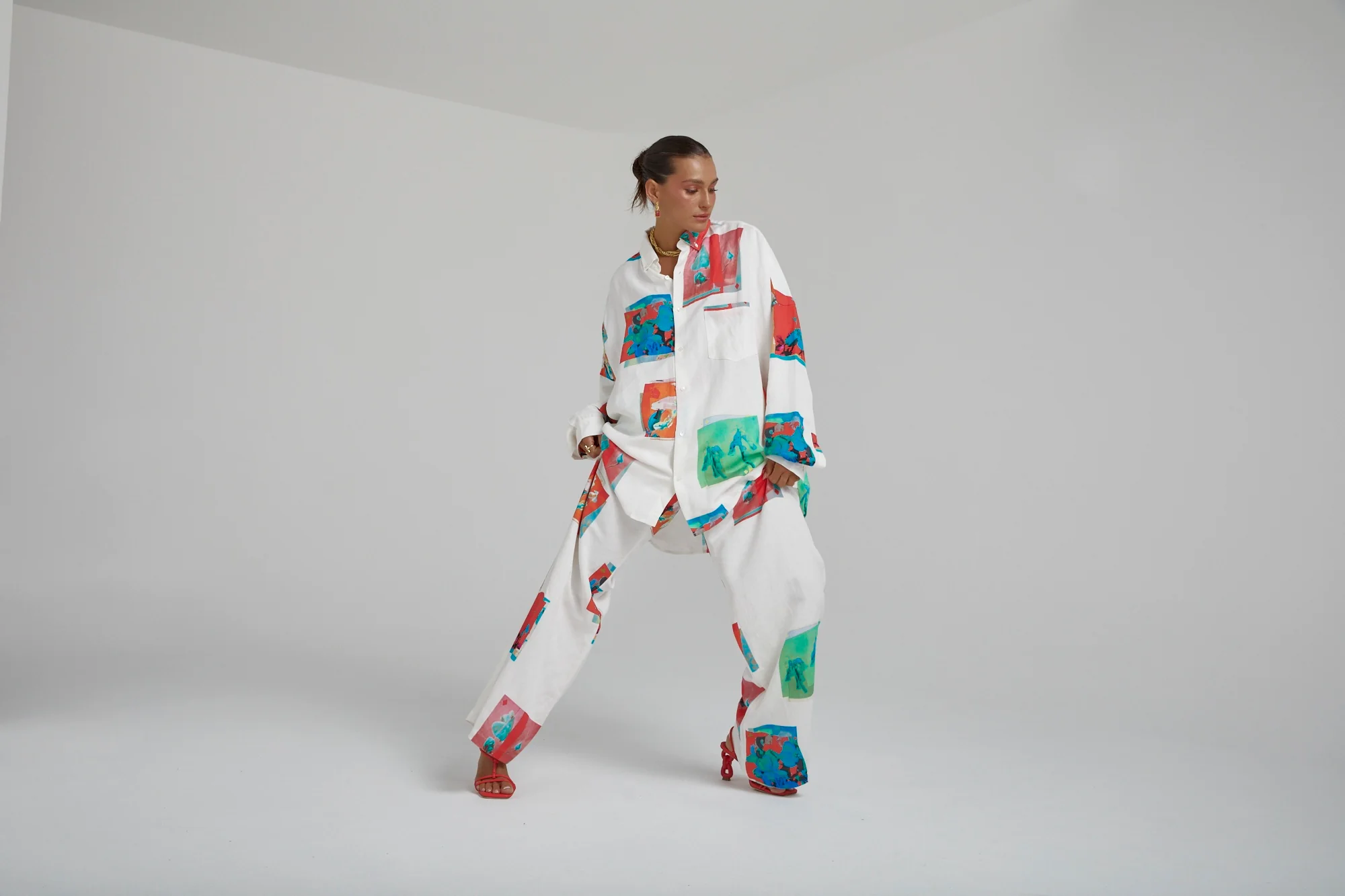 SUMMI SUMMI Womens Long Sleeve Oversize Linen Shirt - Montage White - Image 13
