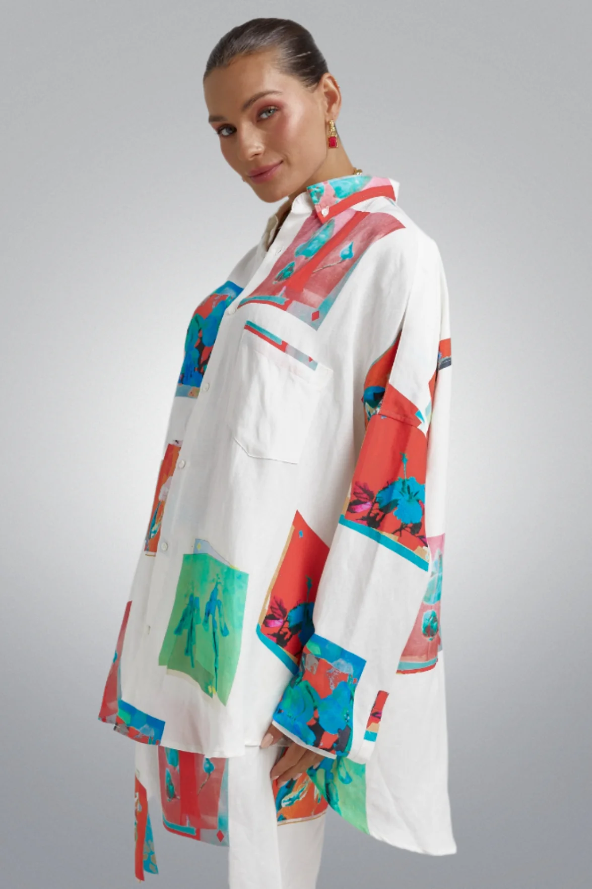 SUMMI SUMMI Womens Long Sleeve Oversize Linen Shirt - Montage White - Image 18