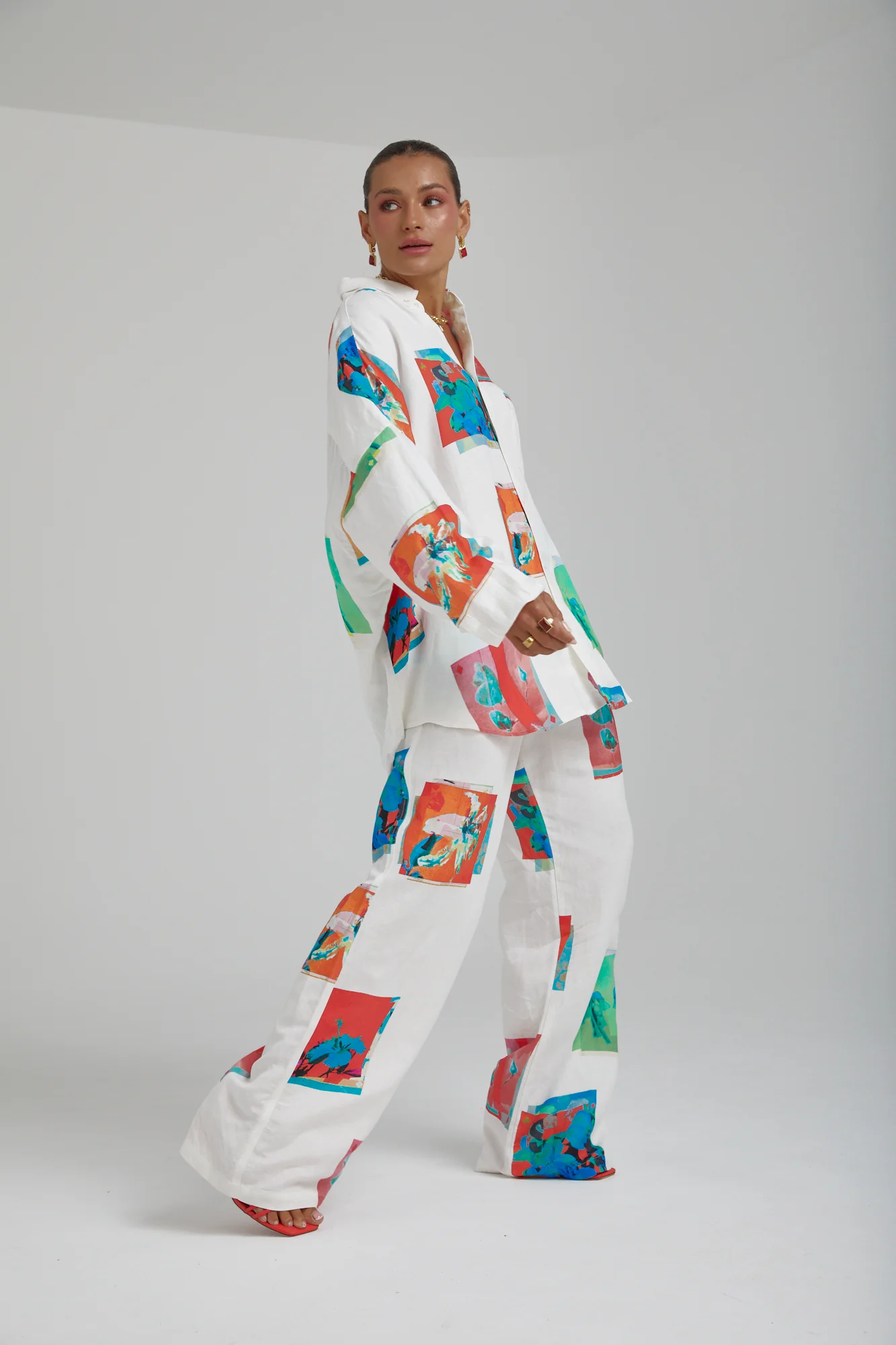 SUMMI SUMMI Womens Long Sleeve Oversize Linen Shirt - Montage White - Image 22