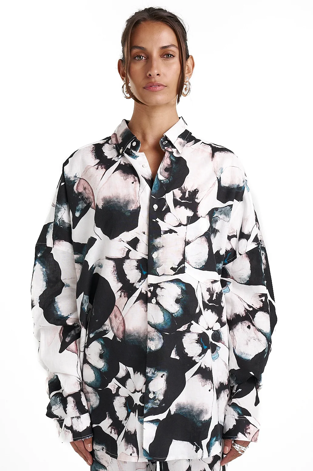 SUMMI SUMMI Womens Long Sleeve Oversized Linen Shirt - Everlast