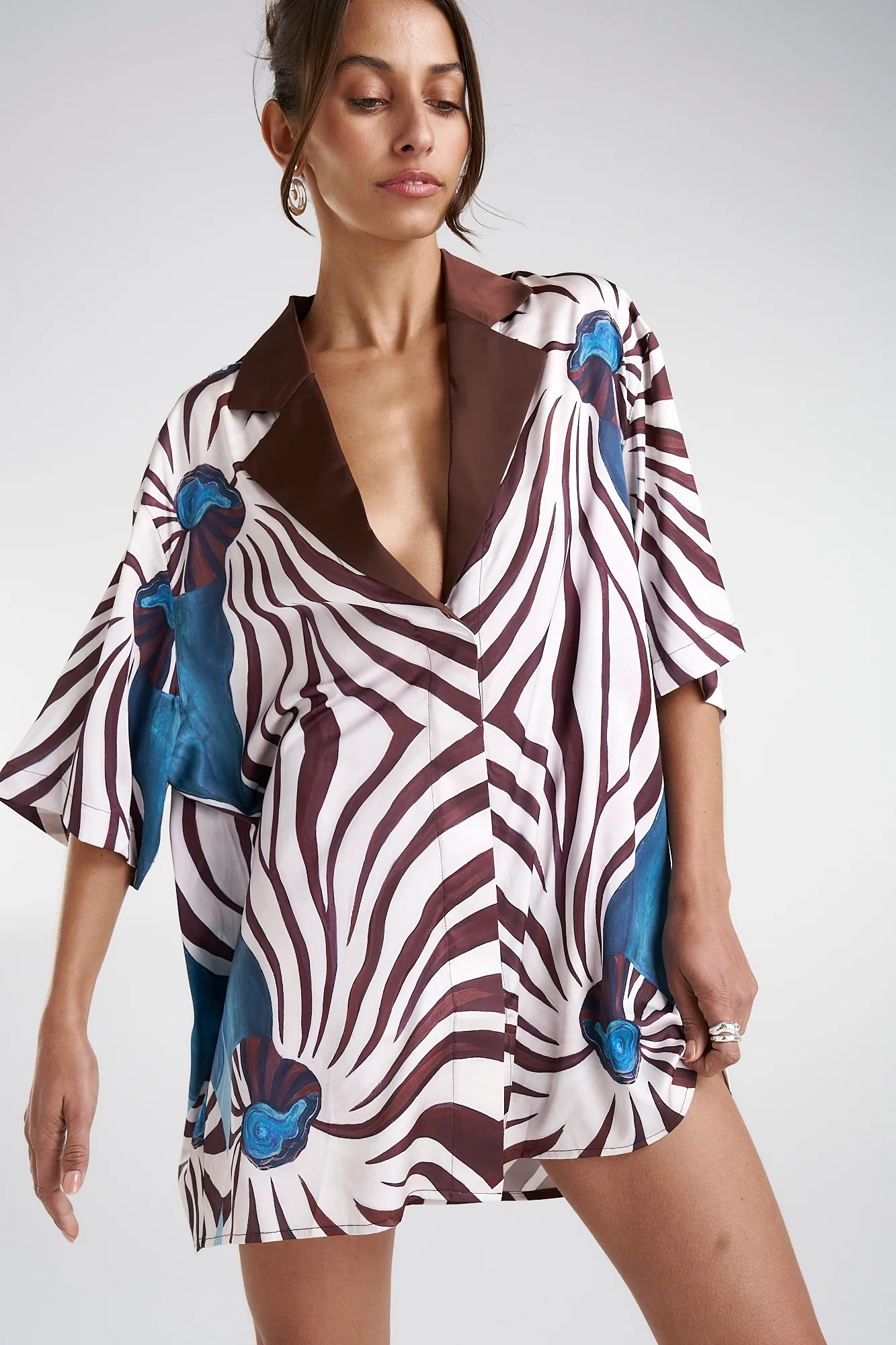 SUMMI SUMMI Womens Luka Shirt Dress with Collar - Nautilus - Image 11