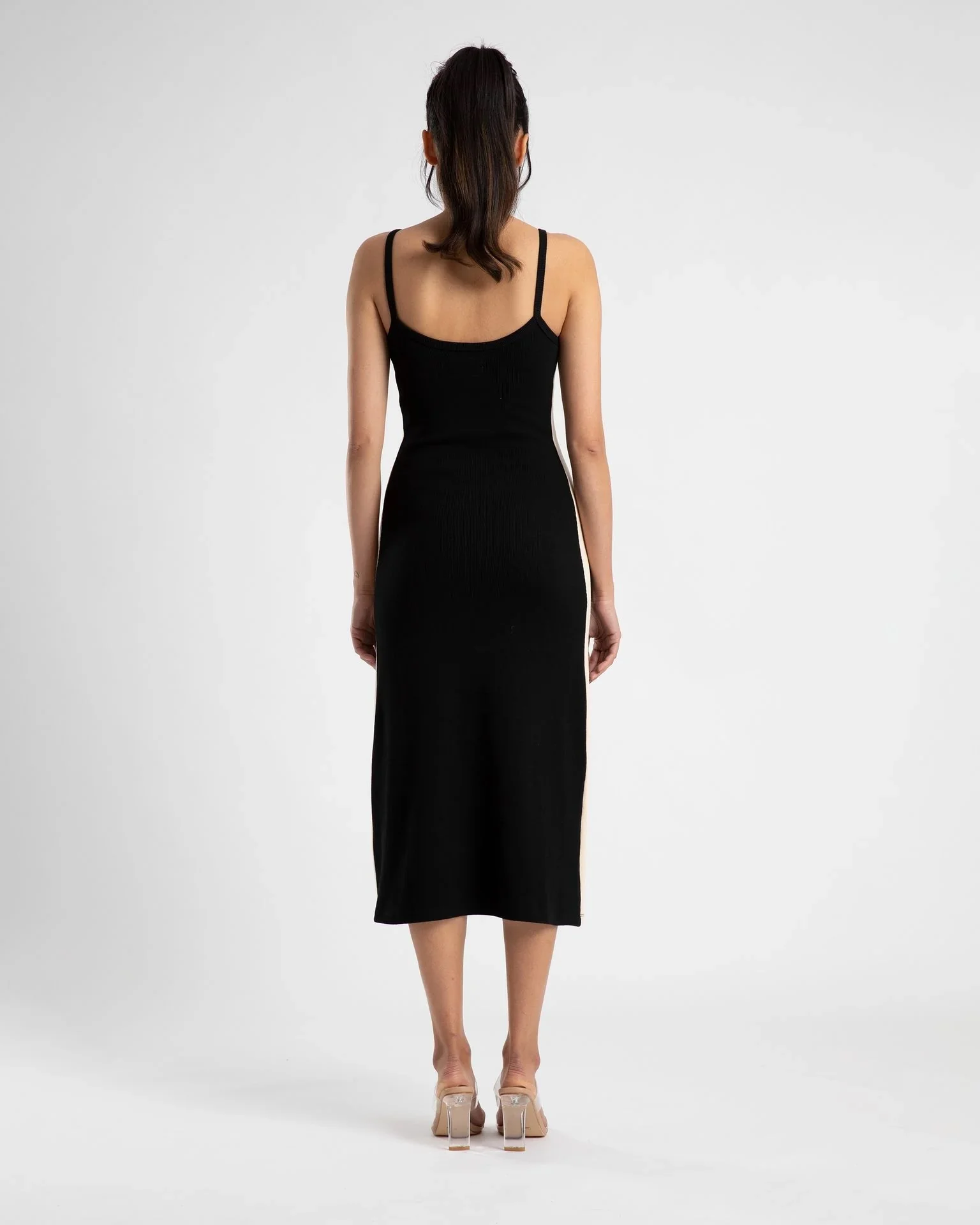SUMMI SUMMI Womens Midi A Line Dress Black /Cream Stripe - Image 3