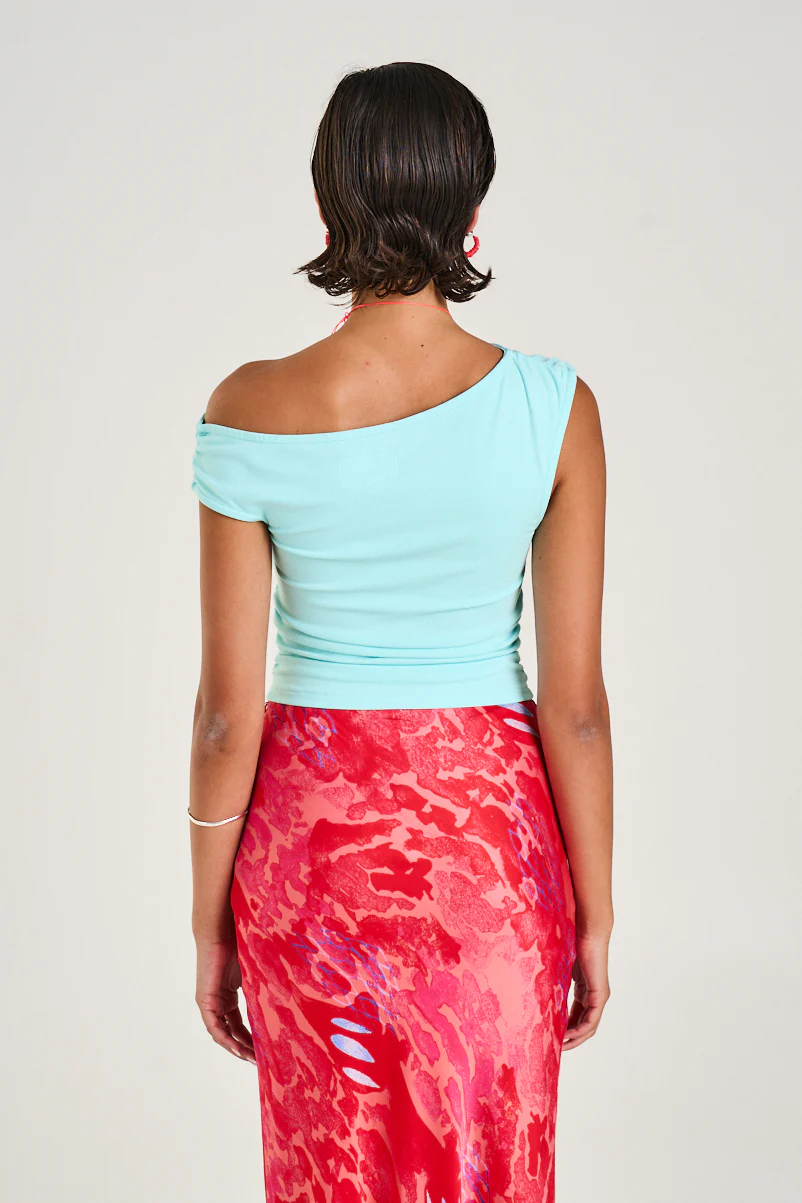 SUMMI SUMMI Womens Off Shoulder Tank in Aqua - Image 3