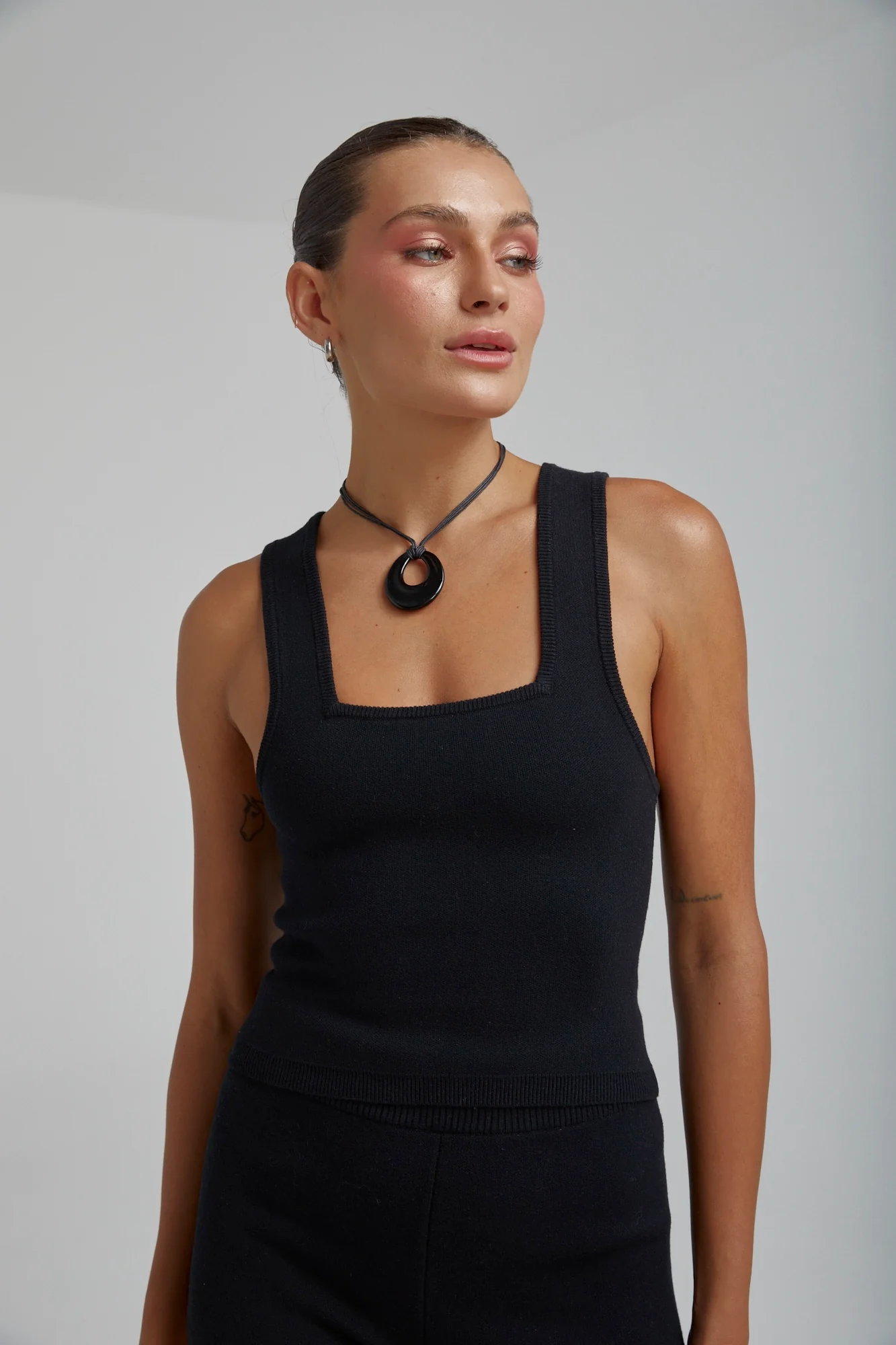 SUMMI SUMMI Womens Organic Cotton Knit Tank - Black - Image 7