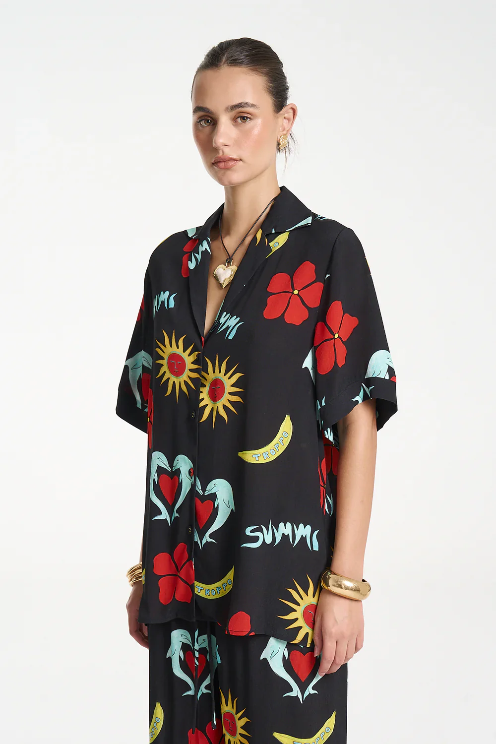 SUMMI SUMMI Womens Party Shirt in Troppo Night - Image 3