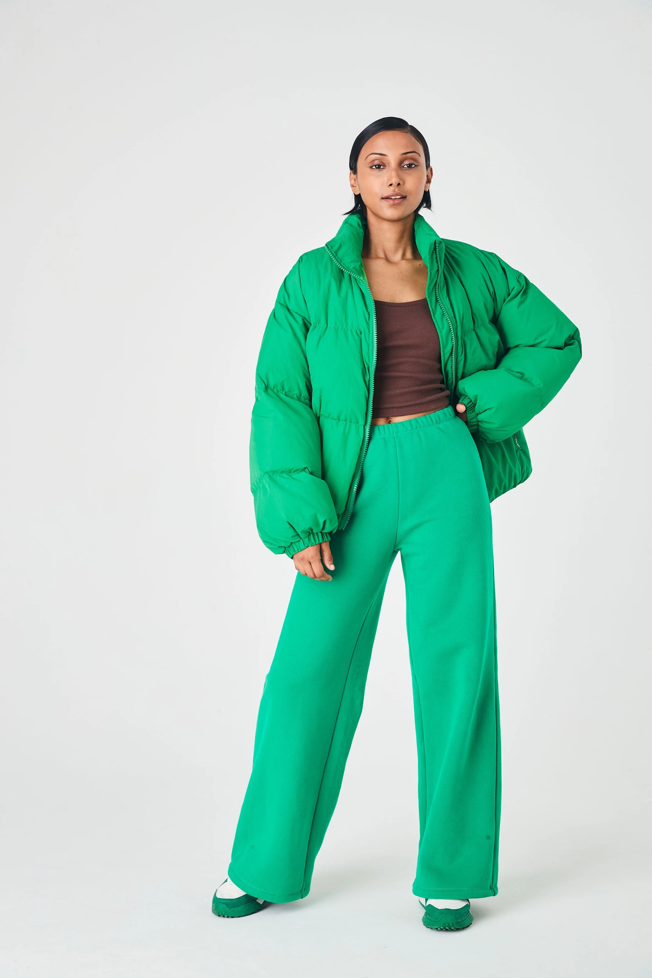 SUMMI SUMMI Womens Puffer Bomber Jacket Green - Image 3