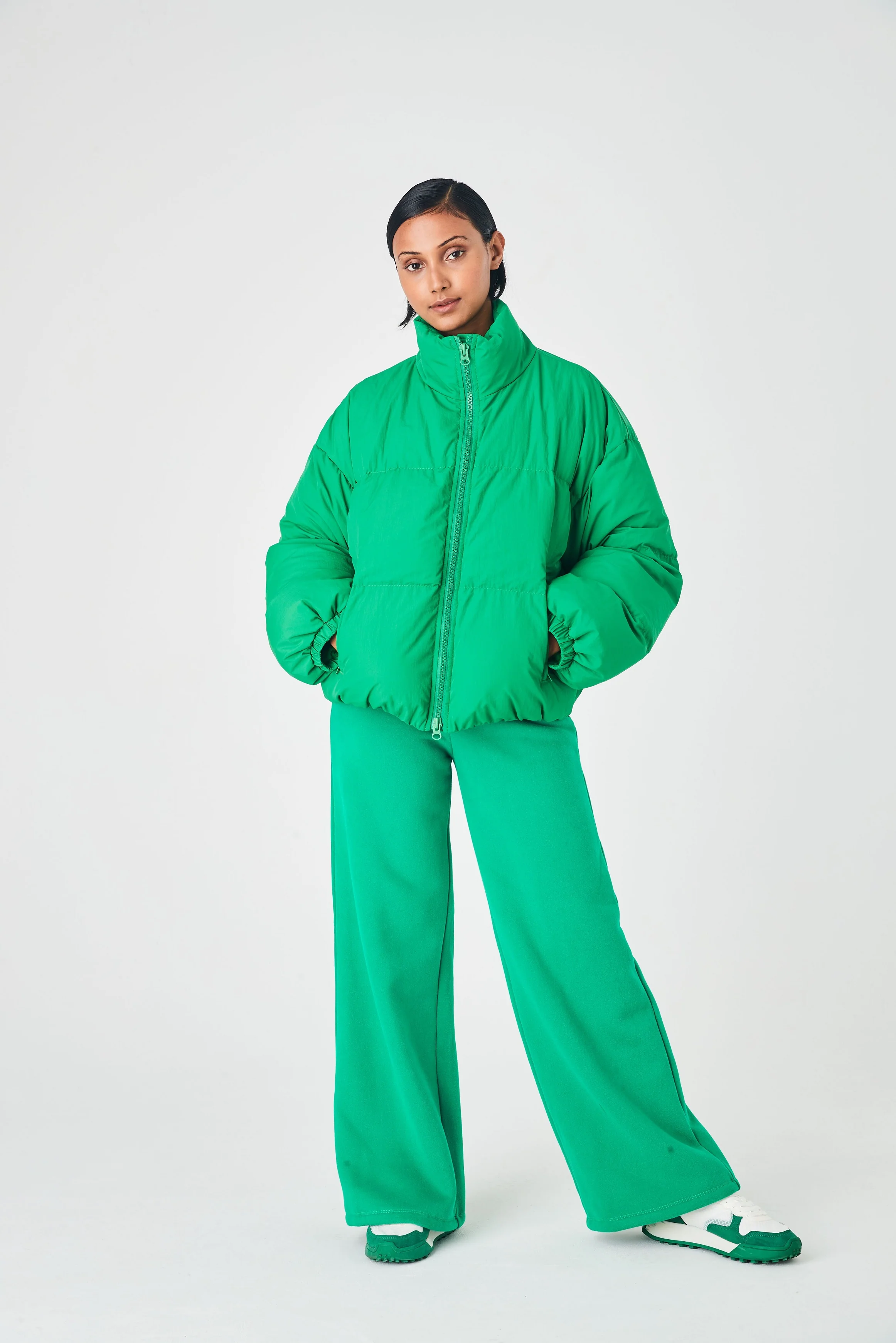 SUMMI SUMMI Womens Puffer Bomber Jacket Green - Image 6
