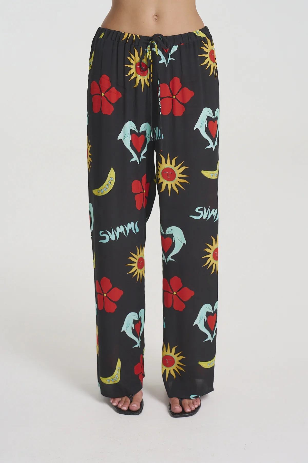 SUMMI SUMMI Womens Relaxed Drawstring Pant in Troppo Night