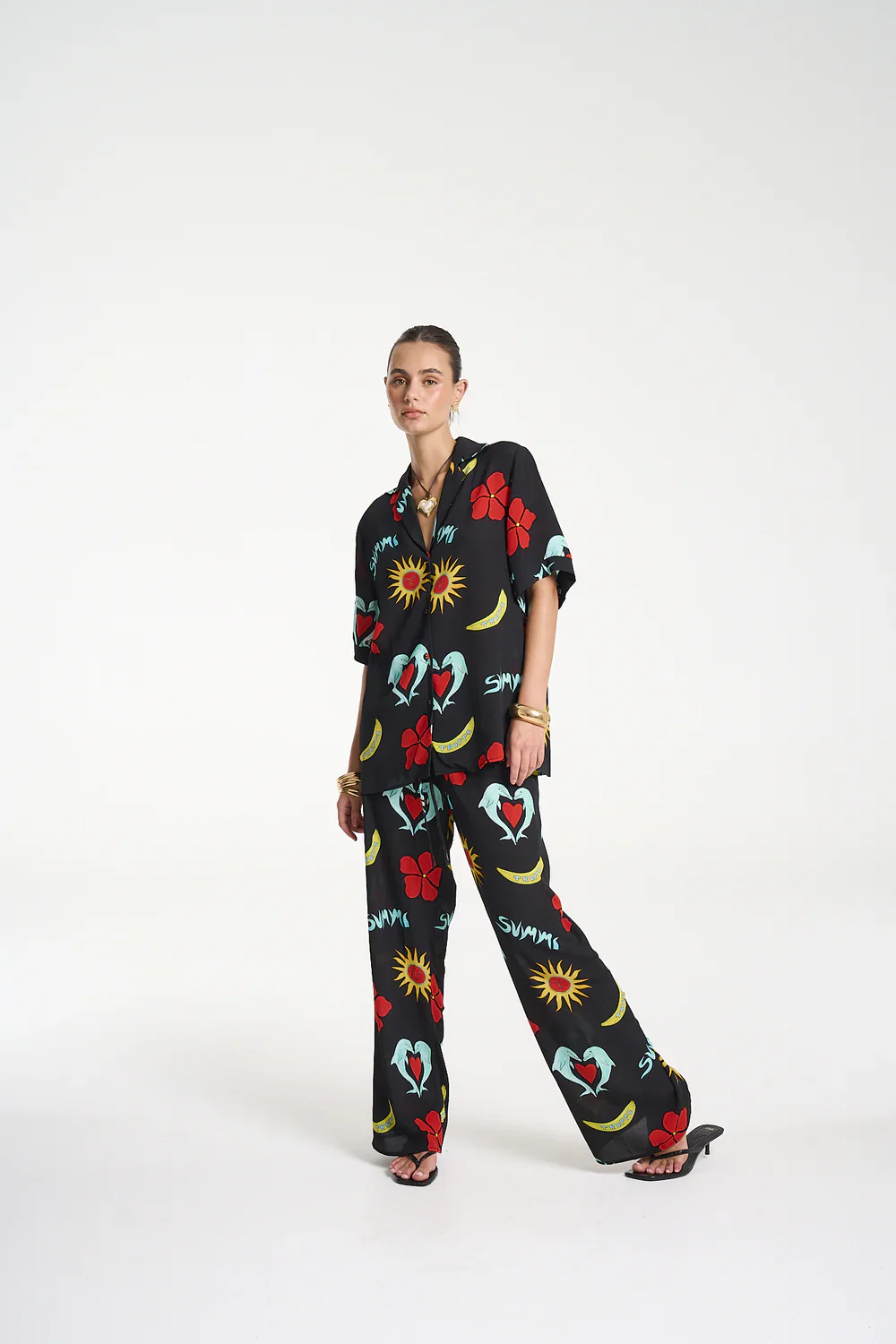 SUMMI SUMMI Womens Relaxed Drawstring Pant in Troppo Night - Image 4