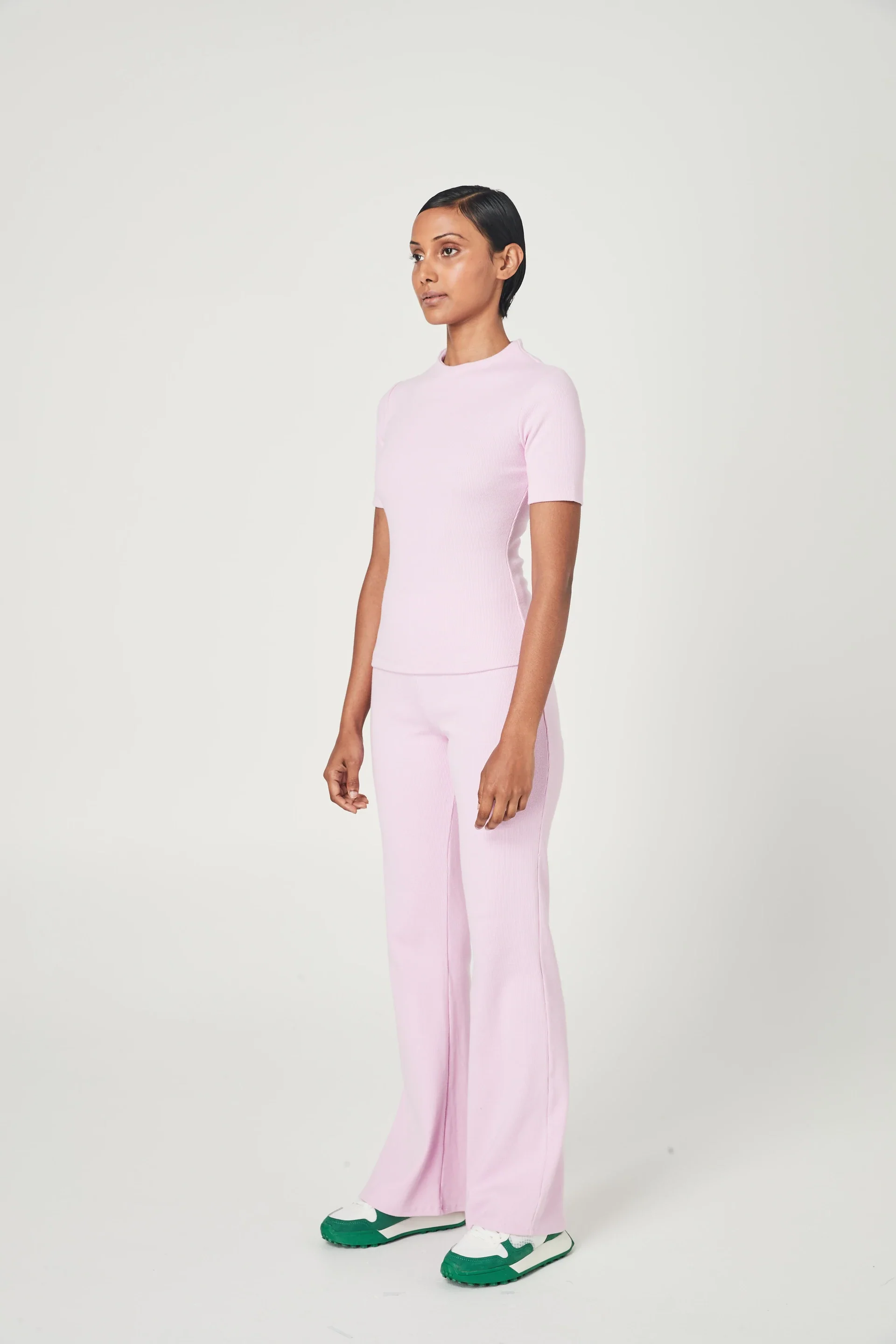 SUMMI SUMMI Womens Ribbed High Neck Top Pale Pink - Image 5