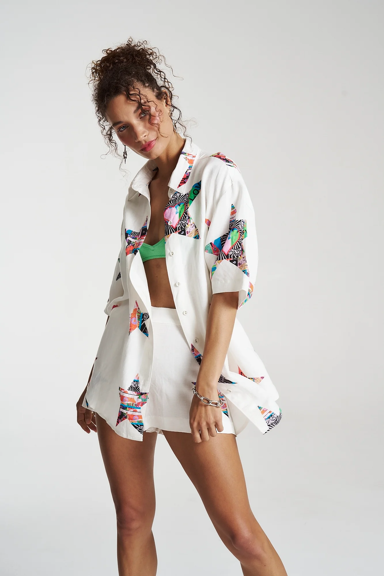 SUMMI SUMMI Womens Sig Fitted Linen Shorts - Star X Lovers - Image 6