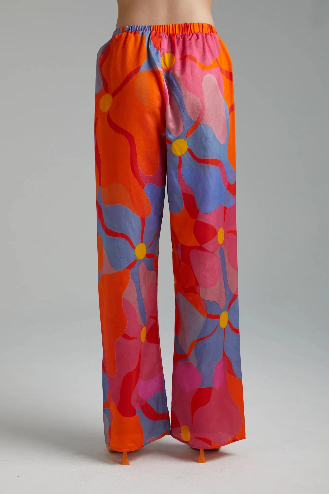SUMMI SUMMI Womens Silk Elastic Waist Drawstring Pant - Melted Blooms - Image 4