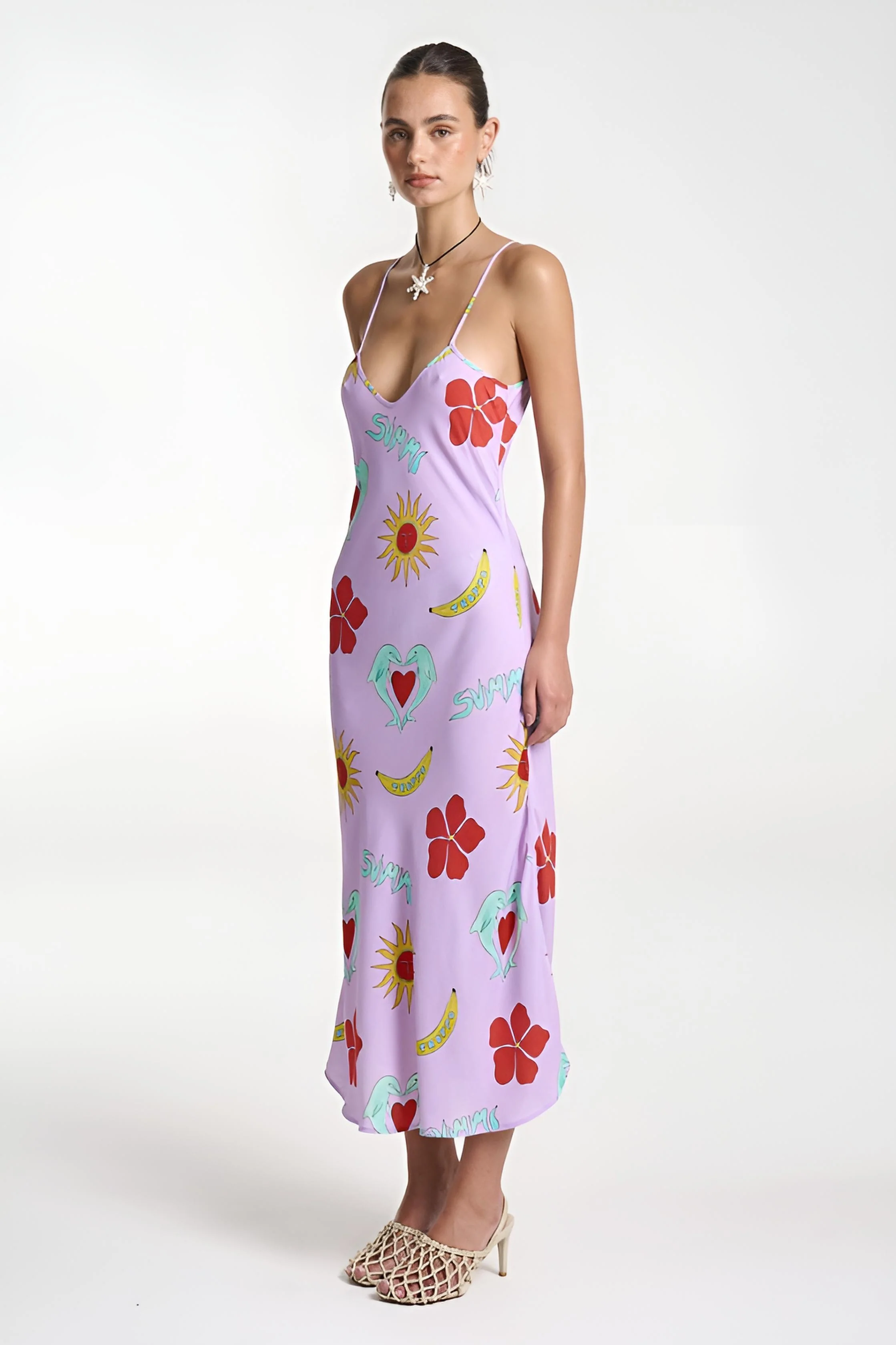 SUMMI SUMMI Womens Siren Midi Dress in Lilac Troppo