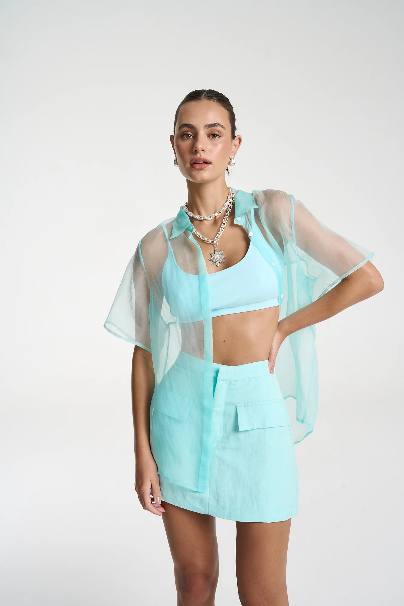 SUMMI SUMMI Womens Skort in Aqua - Image 4