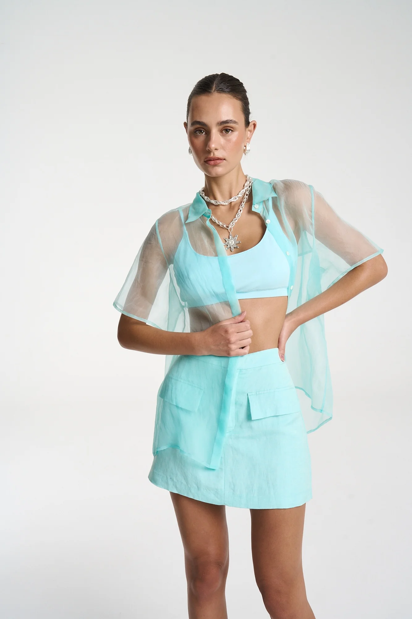 SUMMI SUMMI Womens Skort in Aqua - Image 5