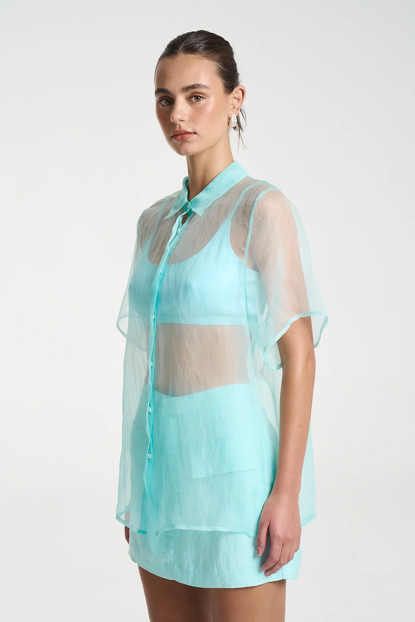SUMMI SUMMI Womens Sports Crop in Aqua - Image 7