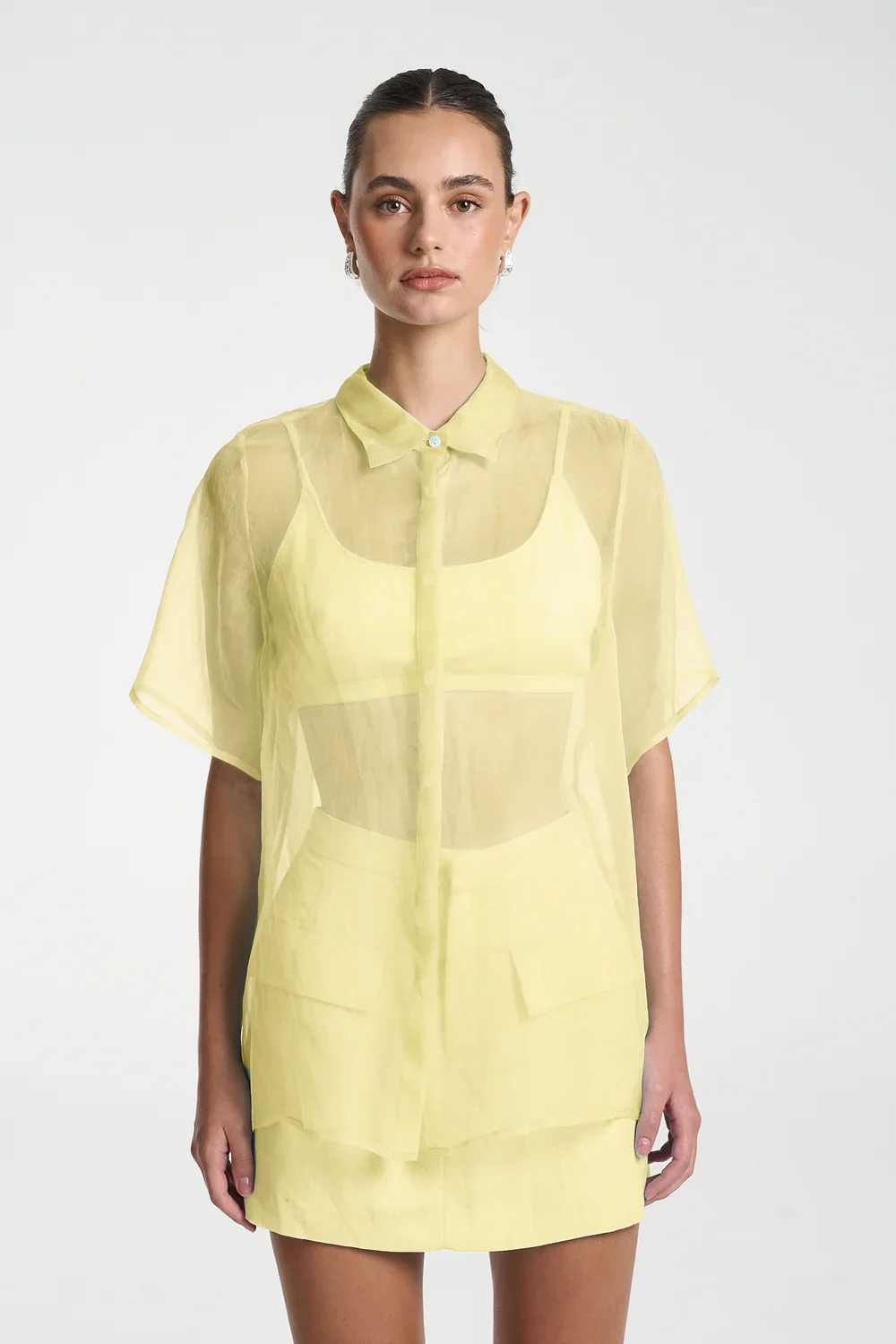 SUMMI SUMMI Womens Sports Crop Top in Lemon - Image 3