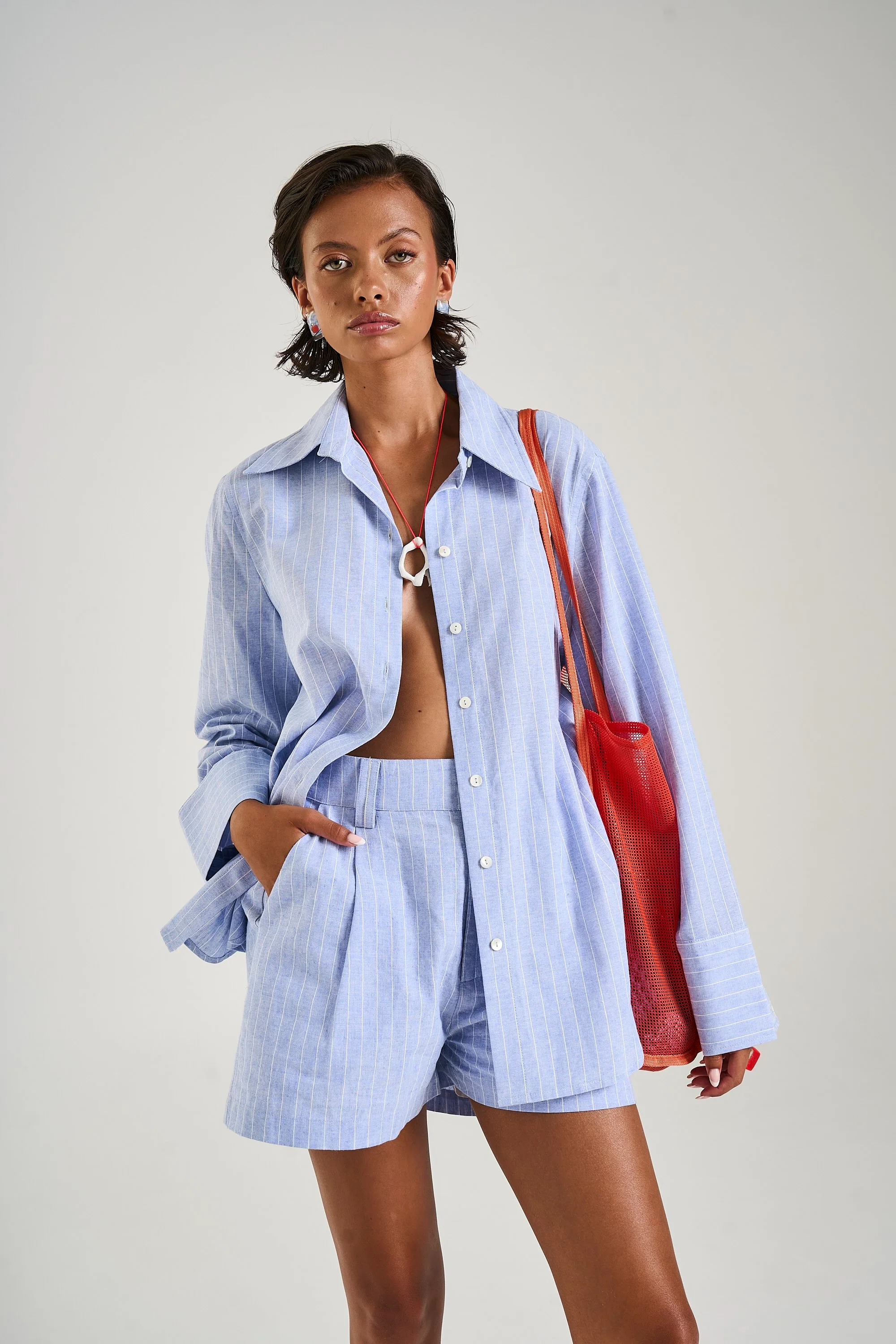 SUMMI SUMMI Womens Tailored Short in Sea Stripe - Image 5