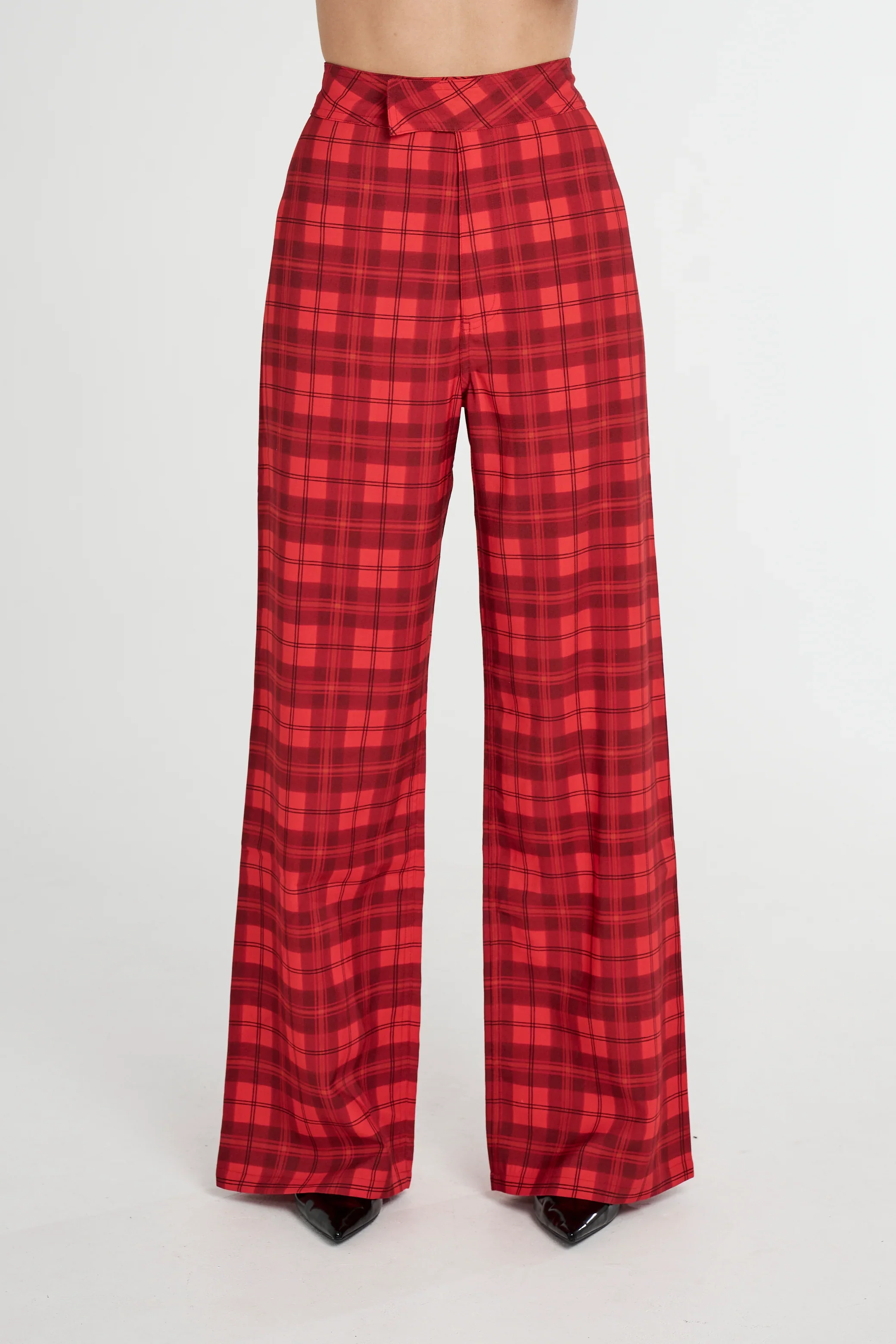 SUMMI SUMMI Womens Tippi High Waisted Pant Fiery Red Plaid - Image 2