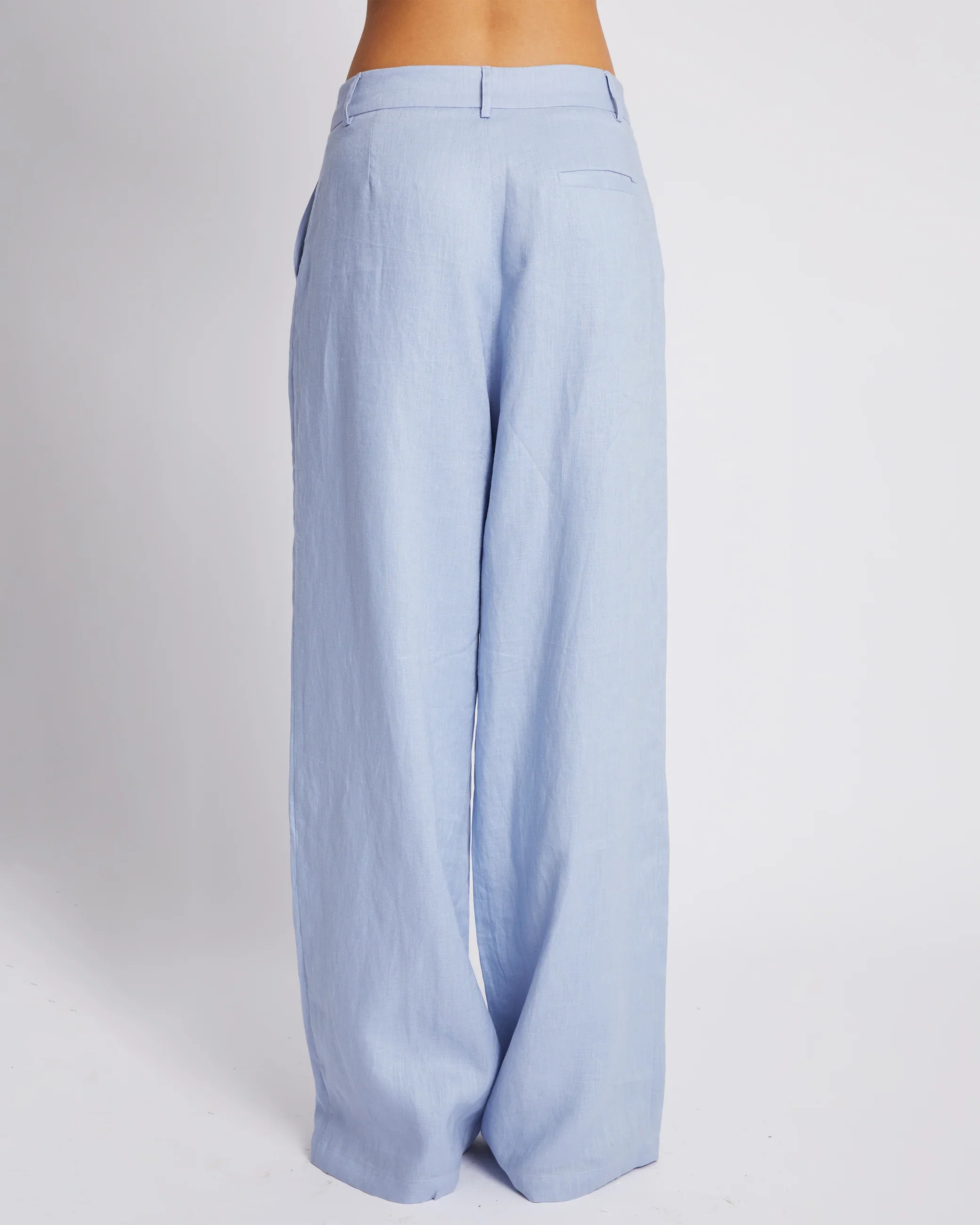 SUMMI SUMMI Womens Wide Leg Linen Trousers - Alice Blue - Image 4