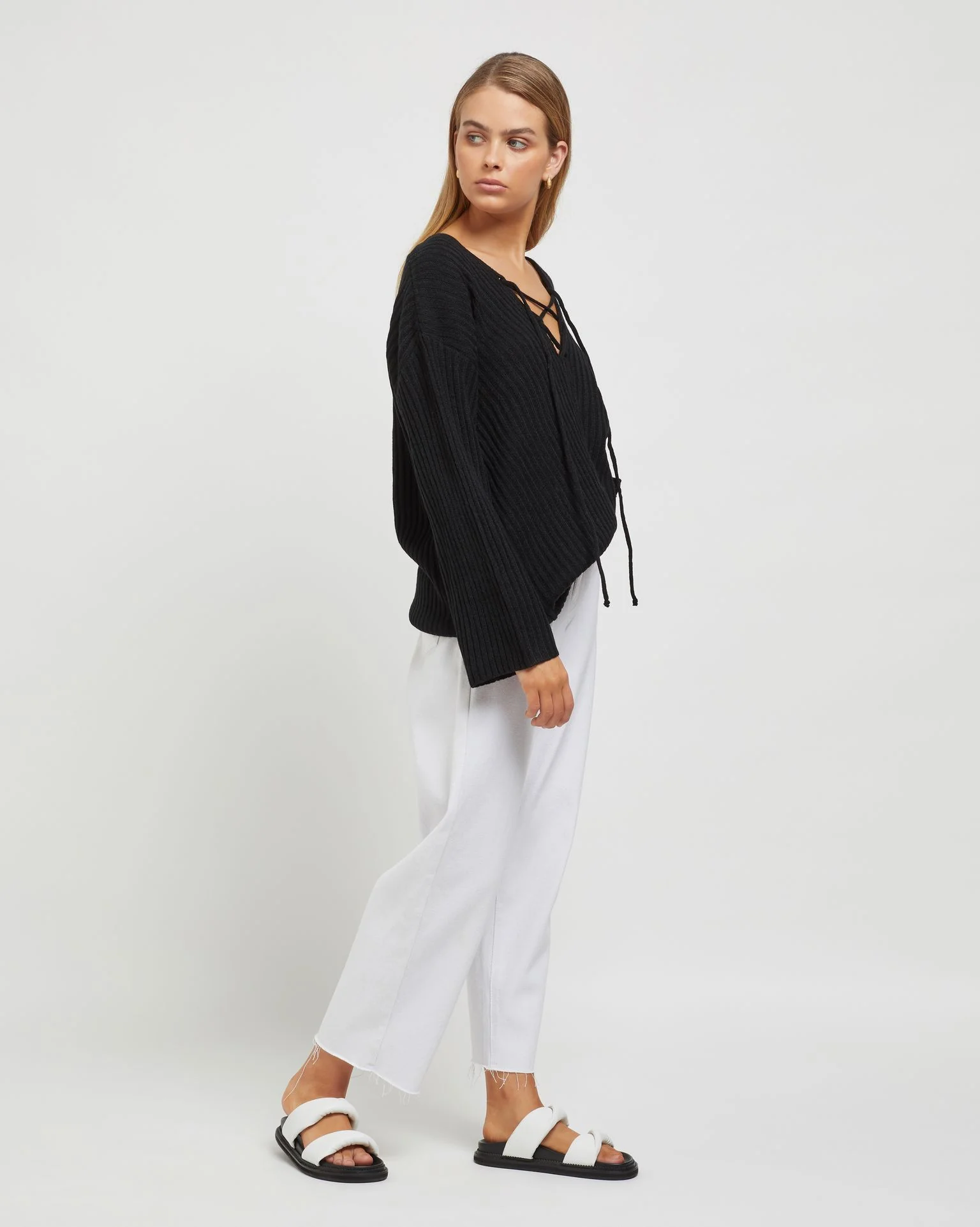 SUNDAYS THE LABEL Womens Amira Knit Top - Black - Image 4