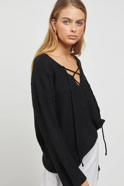 SUNDAYS THE LABEL Womens Amira Knit Top - Black - Image 5