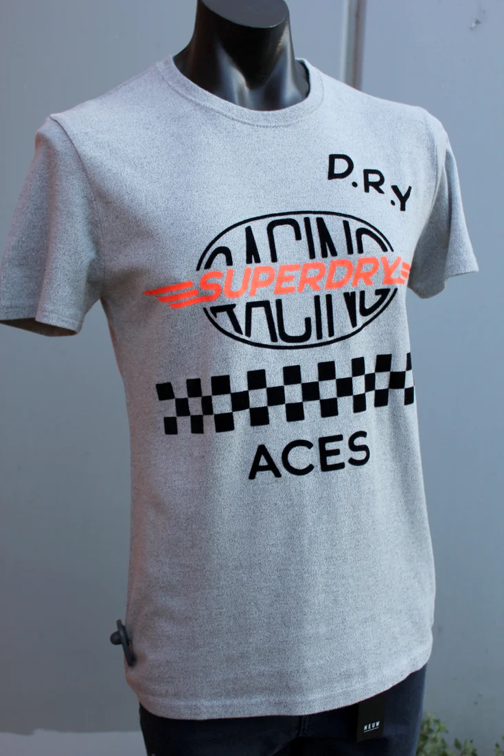 Superdry MENS CHECKERED TEE GRIT GREY